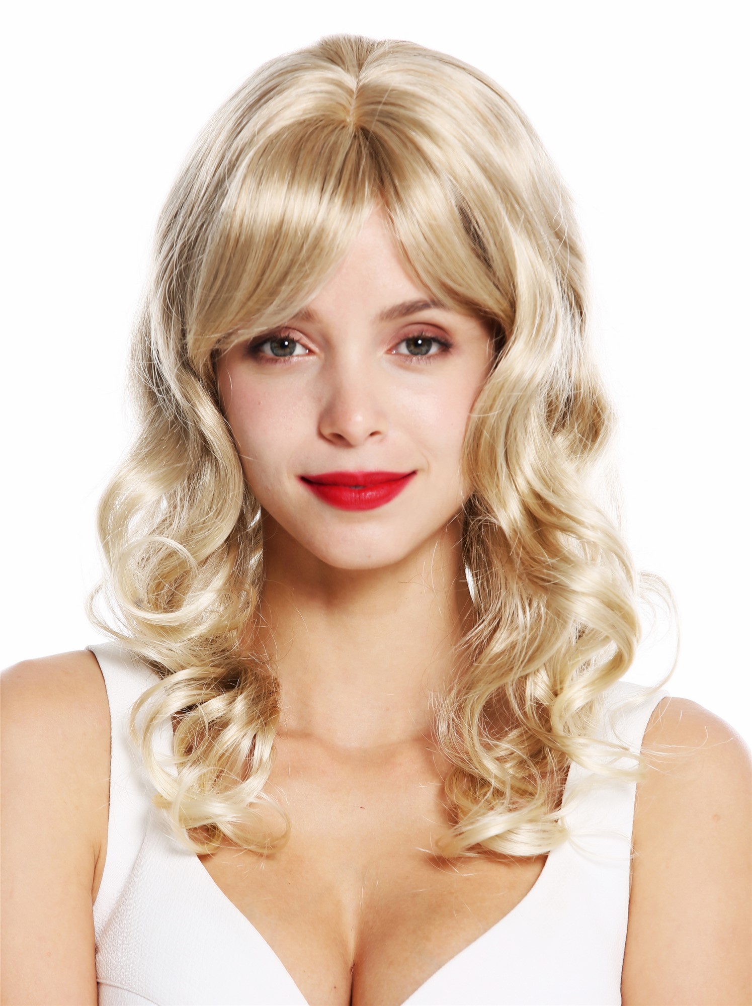 Lady wig long curls curled classy diva blonde platinum highlights tips VK-46, view 2, WIG ME UP: Your Perücken Online Shop Quality Wigs, Ladies, blond mix, curled, long
