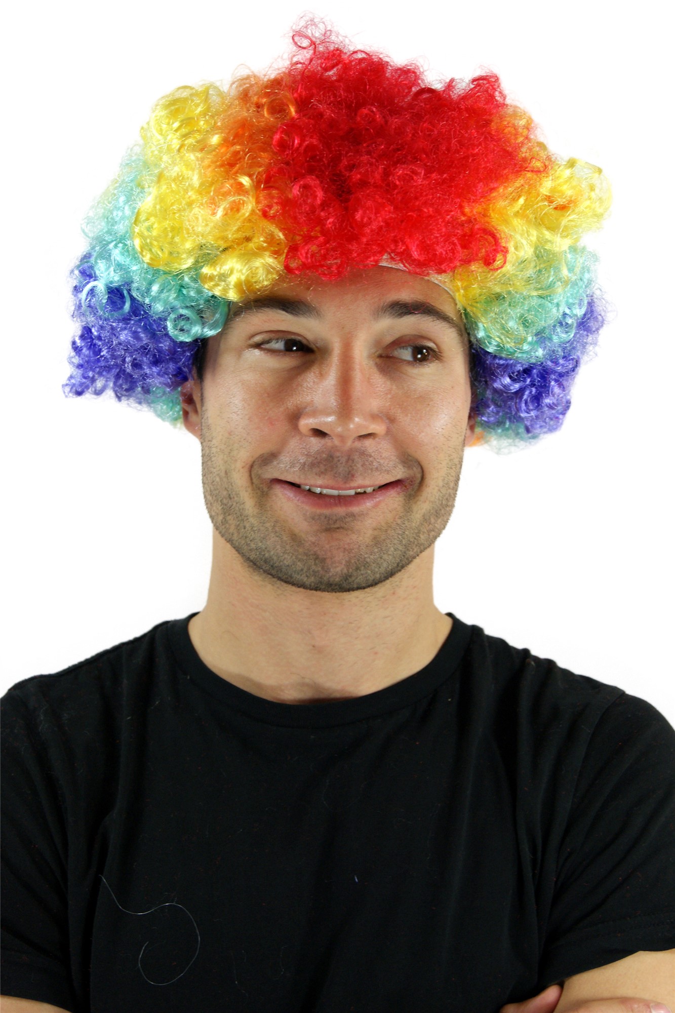 Party Halloween wig Afro style Clown very curly colourful volume PW0179, front view, WIG ME UP: Your Perücken Online Shop Party Wig, Unisex, colorful, curled, short