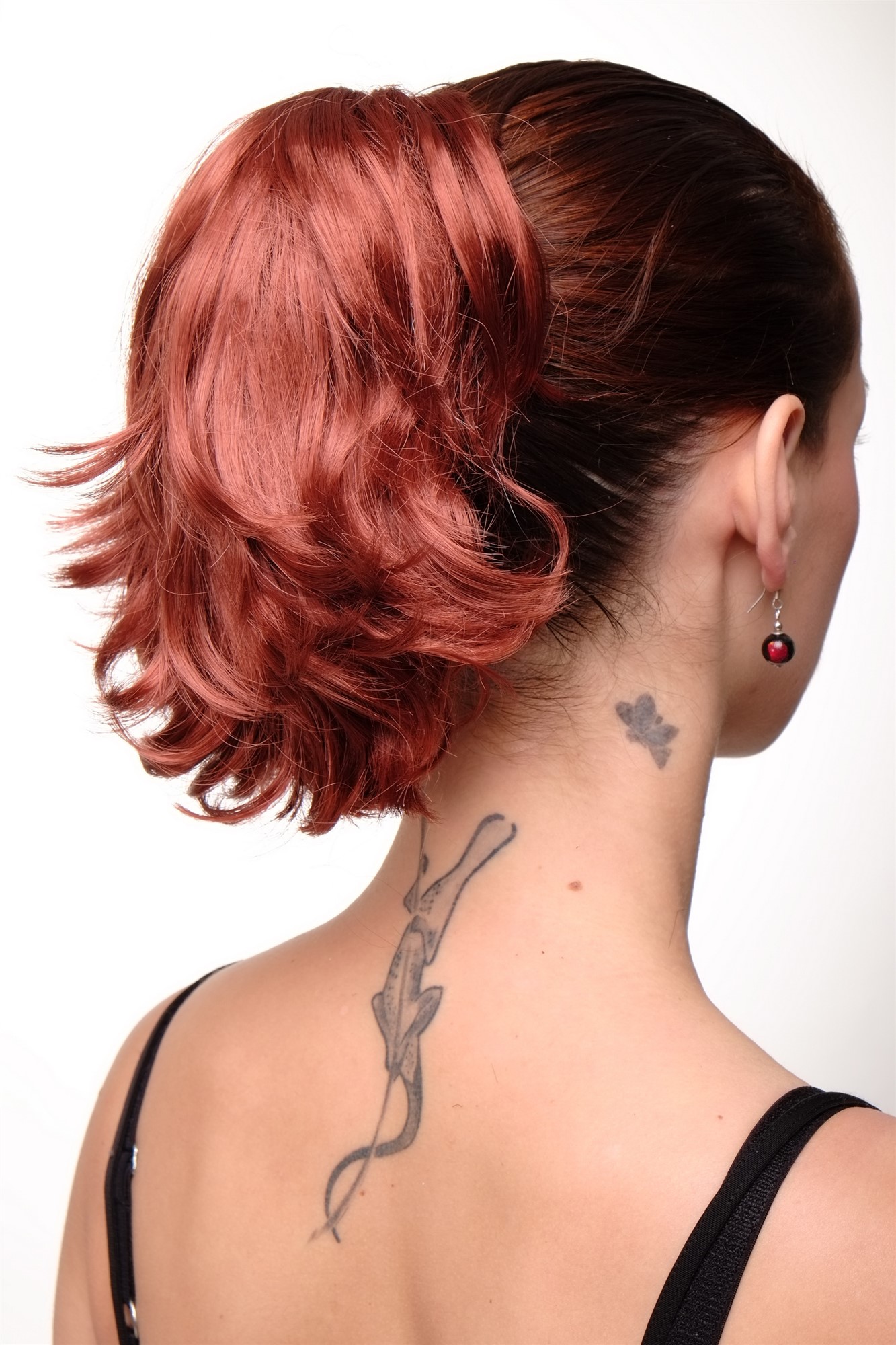 T6545-3 Ponytail Hairpiece extension short wild look dark copper red 10", view 2, WIG ME UP: Your Perücken Online Shop Ponytails, dark copper red, straight, short