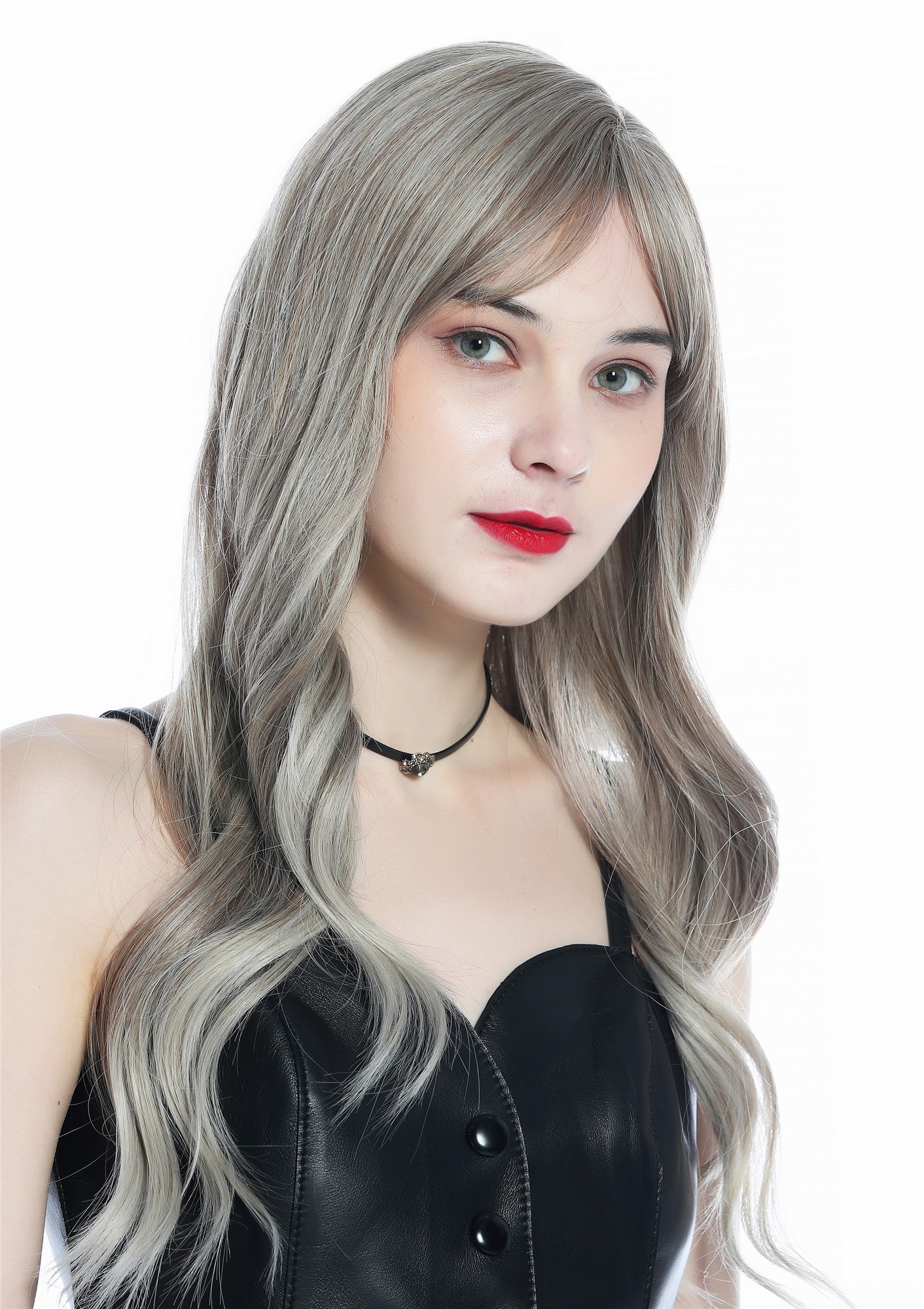 hochwertige Qualitätsperücken, Perücke sehr lang wellig Balayage Mittelblond platinblonde Strähnen LC272N-10T85/88A, Ansicht 2, WIG ME UP: Ihr Perücken Online Shop wellige Tressen-Perücke mit Kopfhaut-Imitat Mittelblond mit Platinblonde Strähnen lange Haare für Damen