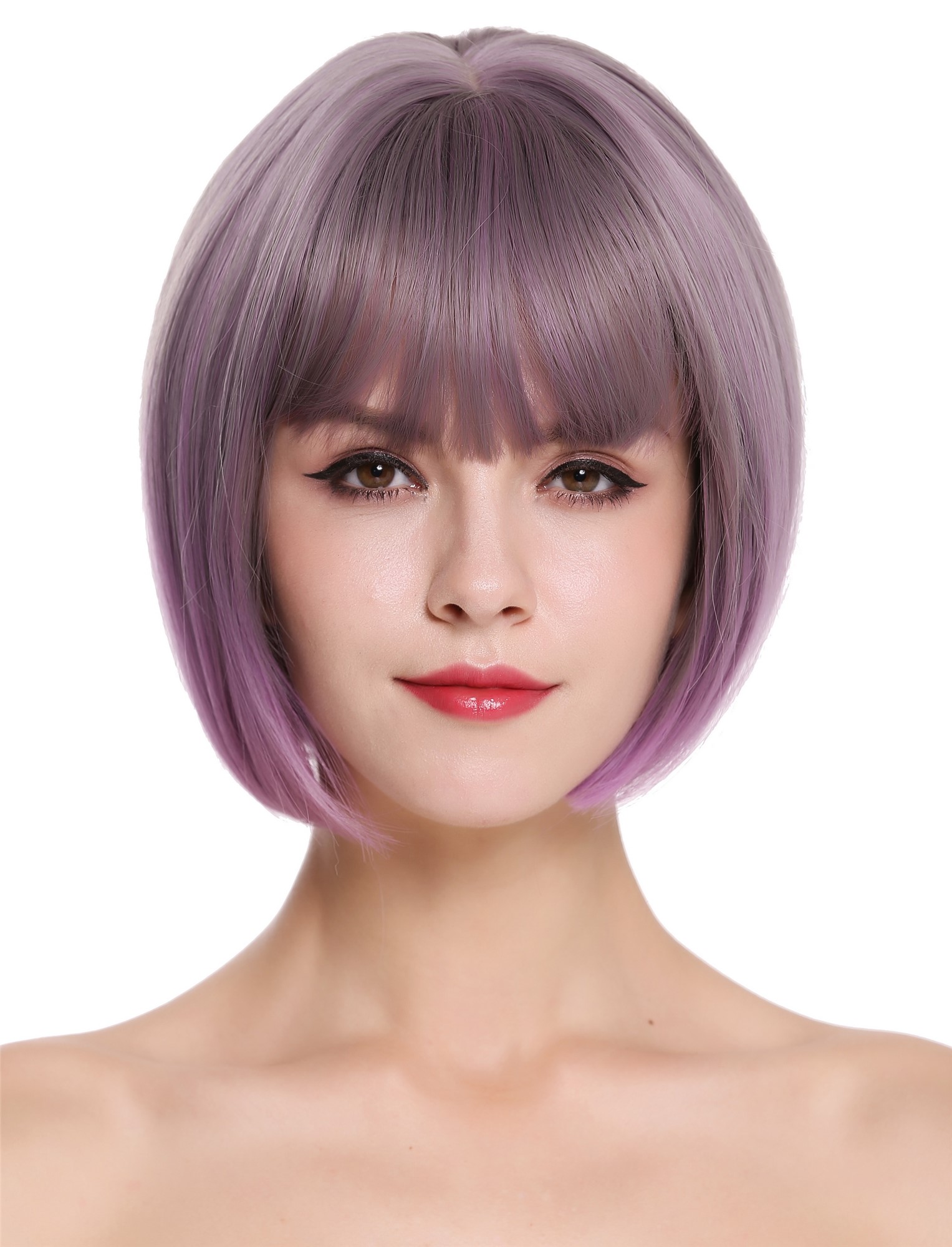 Quality Wigs, Ladies, ash gray-indigo violet mix, straight, short