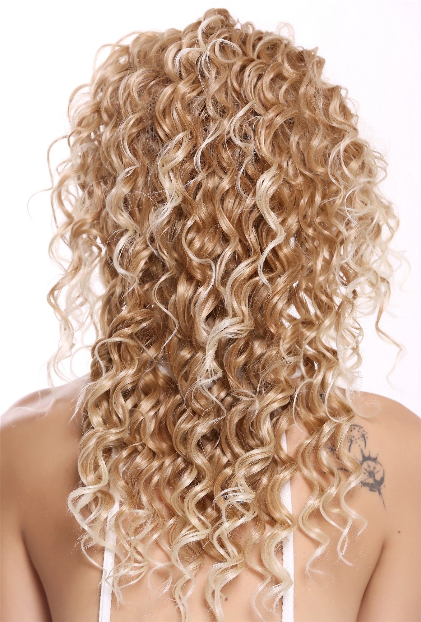 hochwertige Qualitätsperücken, Halbperücke 3/4 Perücke lang gelockt Blond Mix AG-27T613, Ansicht 2, WIG ME UP: Ihr Perücken Online Shop lockige Tressen-Perücke mit Gummizug Erdbeerblond-Platinblond-Mix lange Haare für Damen