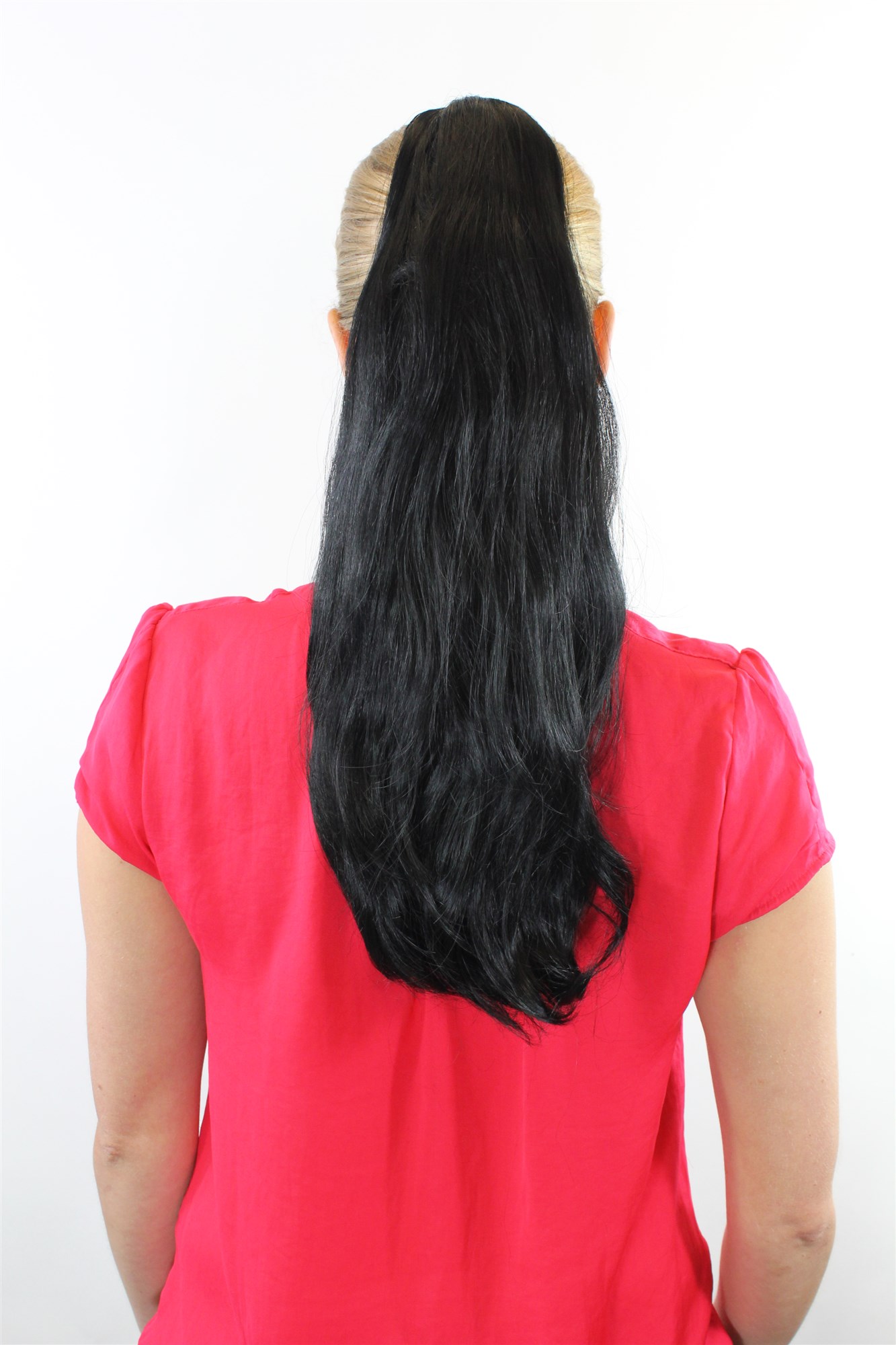 T-15-1 Ponytail Hairpiece extension straight bouncing wavy tips voluminous black 18", view 2, WIG ME UP: Your Perücken Online Shop Ponytails, Black, wavy, shoulder-length