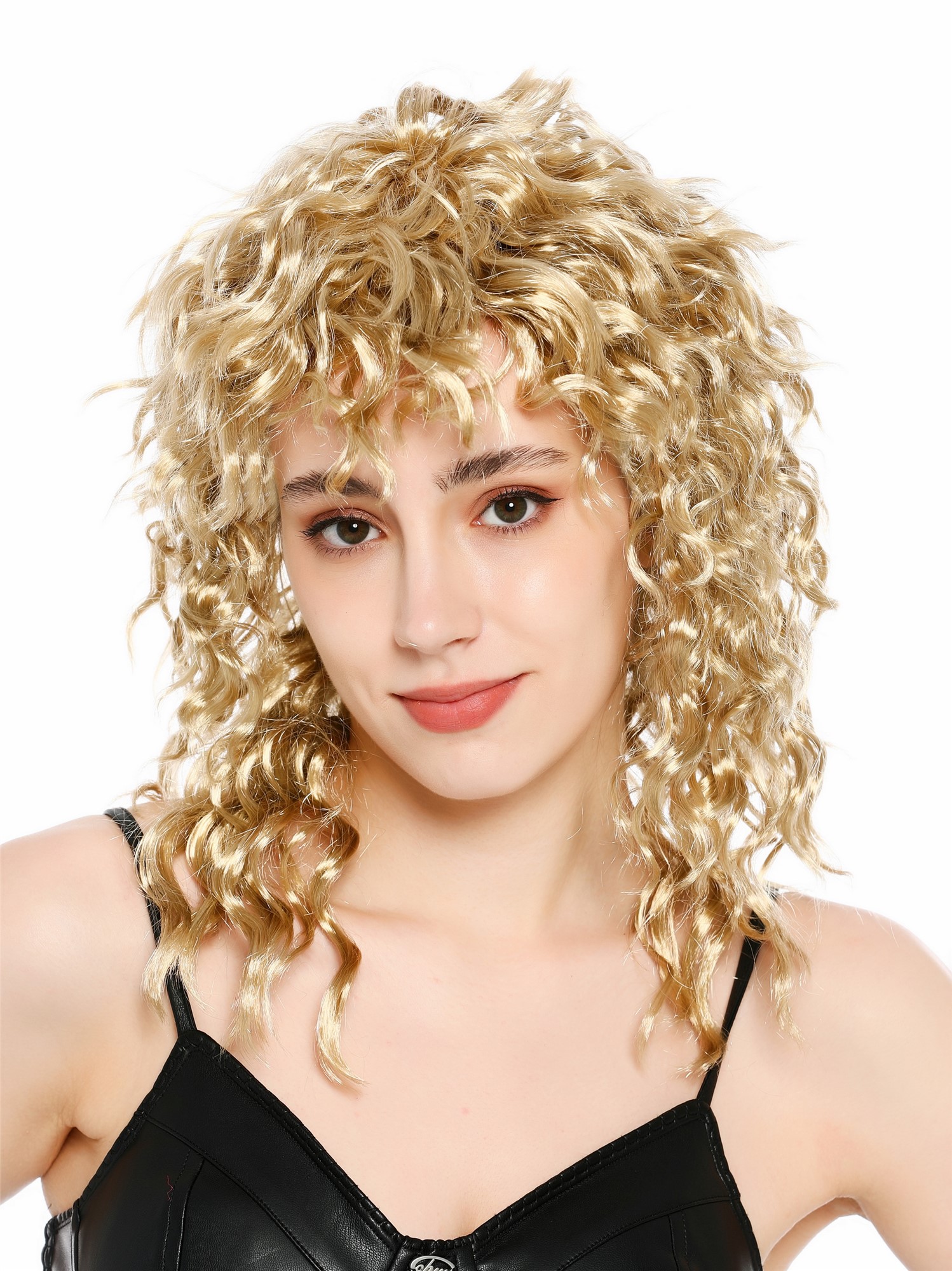lockige Party-Perücke Goldblond-Aschblond-Mix 50 cm lange Perücke für Damen