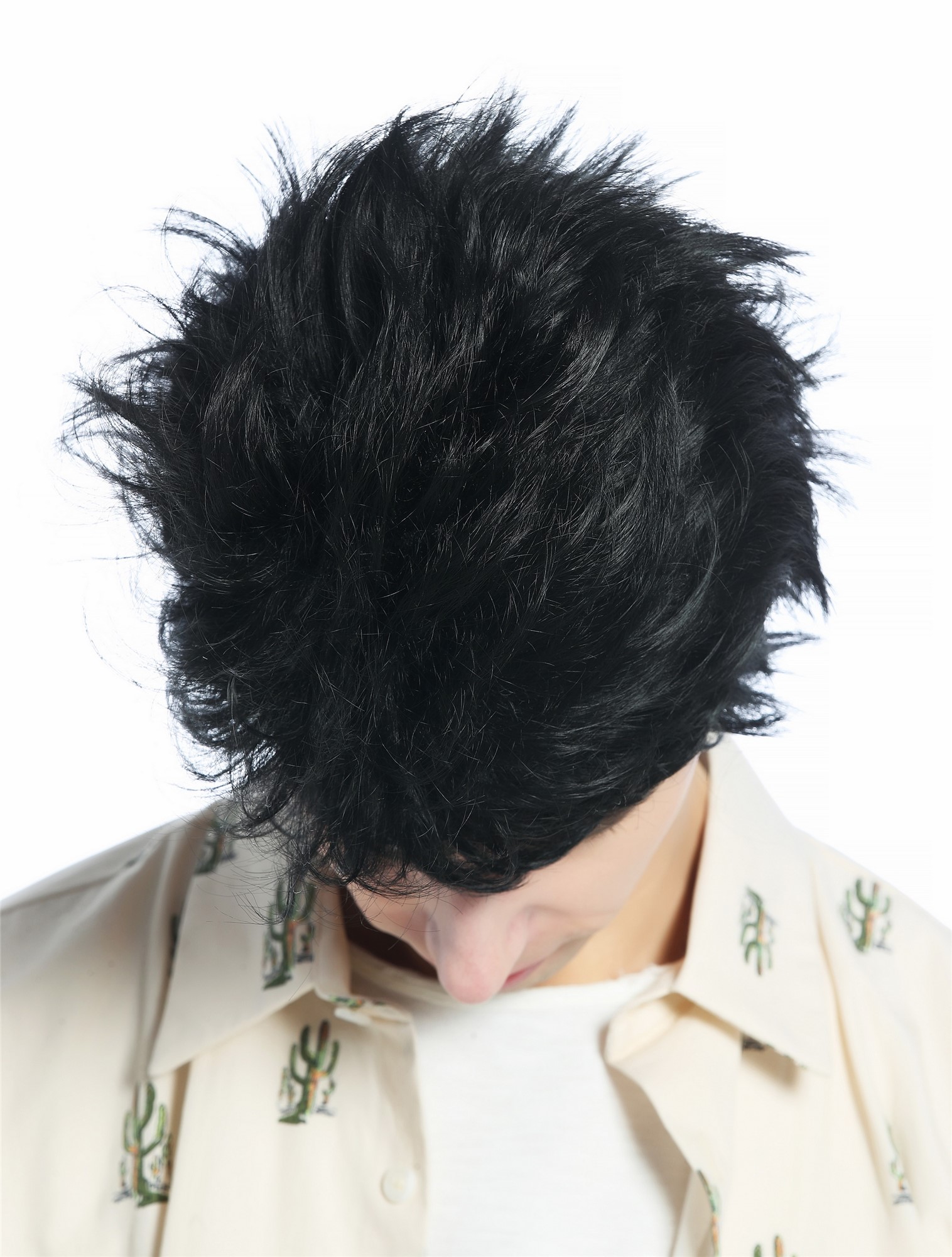 Wig Men Women unisex short wild unkempt 80s retro style velvet black M-252A, view 4, WIG ME UP: Your Perücken Online Shop Quality Wigs, Unisex, velvet black, straight, short