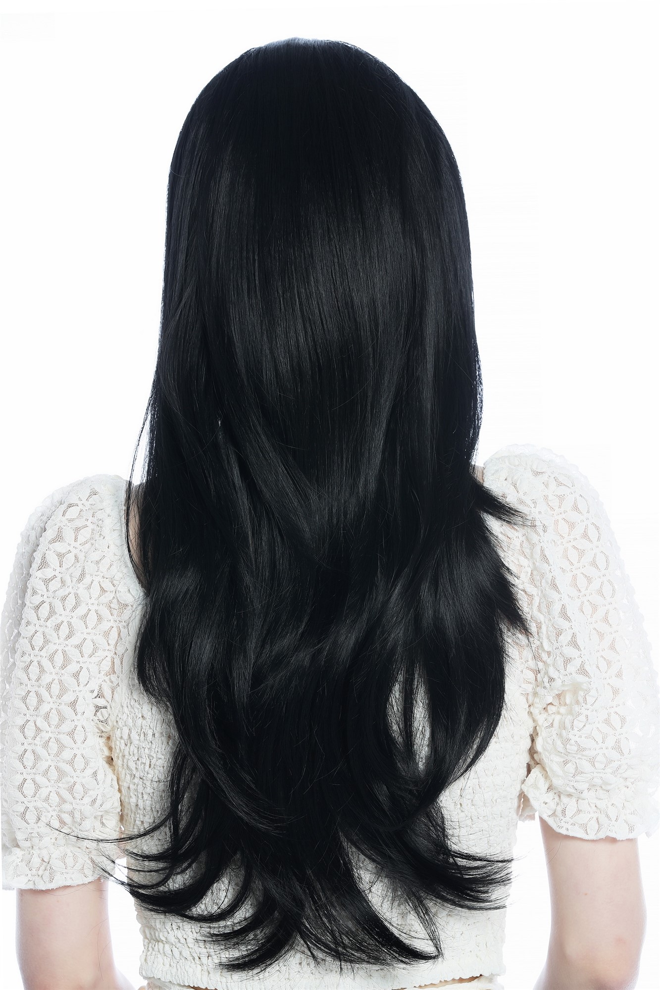 Lady wig half wig black headband cool retro long straight jet black H9306, view 5, WIG ME UP: Your Perücken Online Shop Quality Wigs, Ladies, Black, straight, long