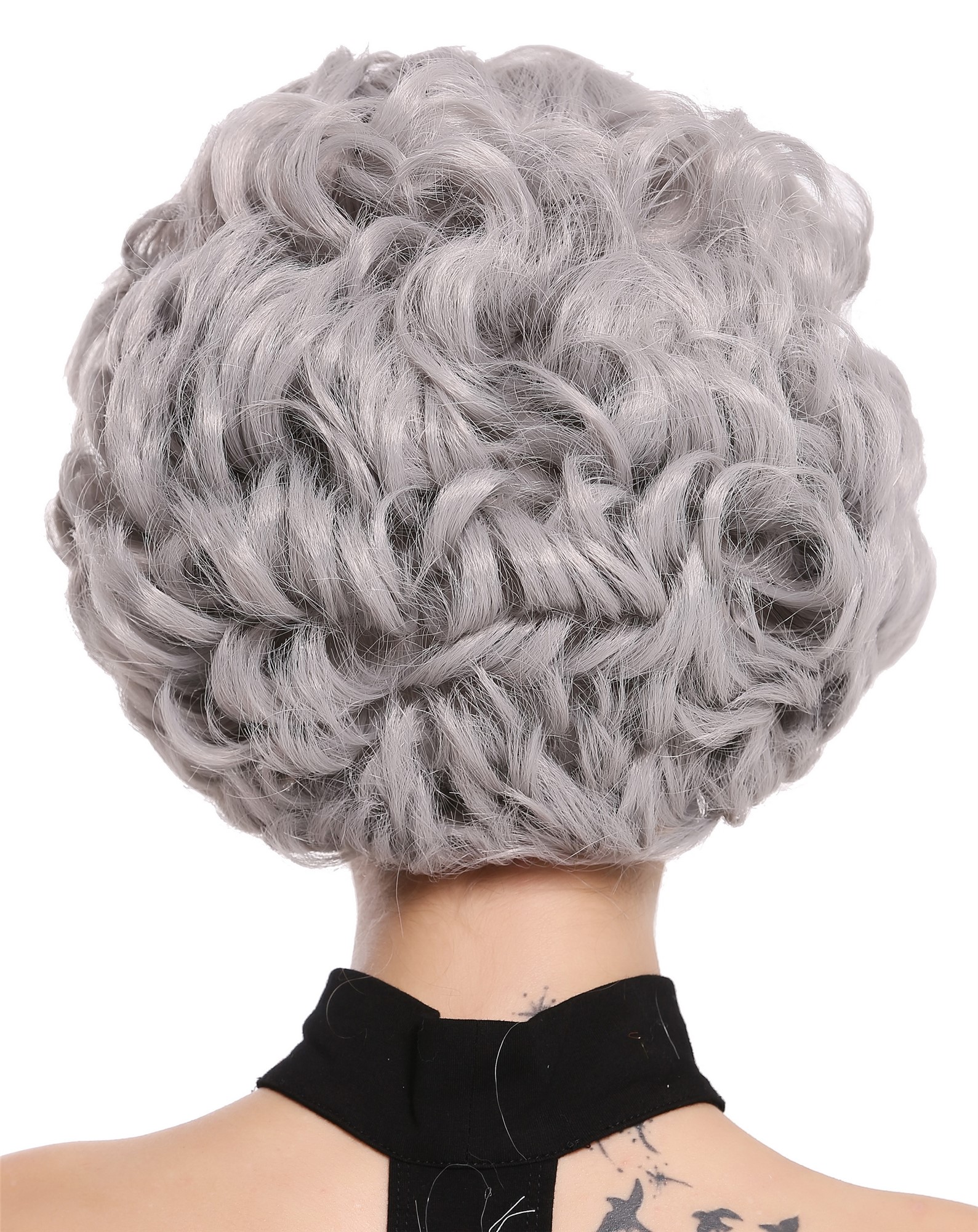 Lady Party Wig grey gray curls volume Granny old older High Society Dame  91097, view 4, WIG ME UP: Your Perücken Online Shop Party Wig, Ladies, Grey, wavy, short