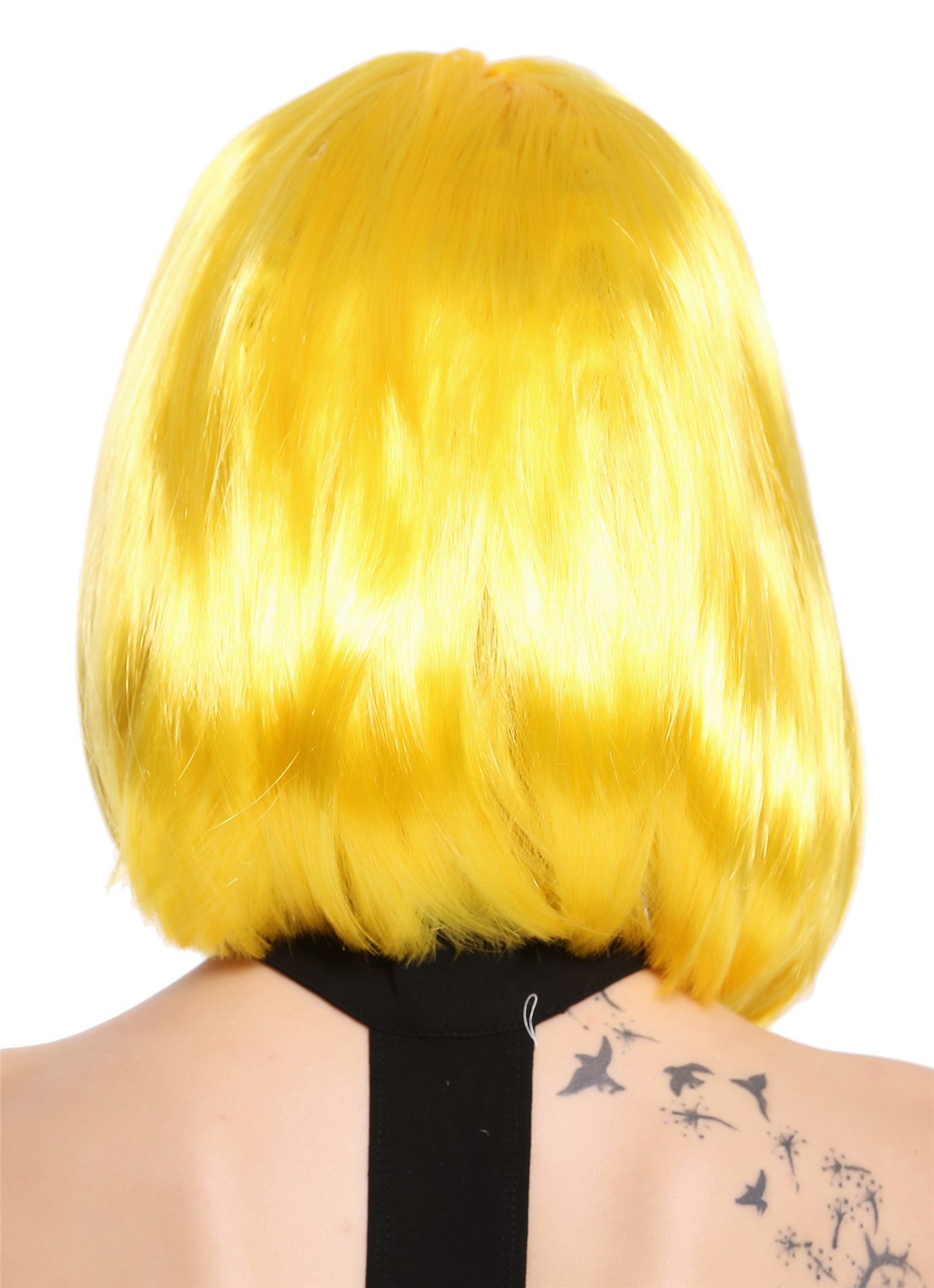 Lady Wig Halloween Carnival Disco bob longbob shoulder length bangs yellow 0073, view 4, WIG ME UP: Your Perücken Online Shop Party Wig, Ladies, Yellow, straight, shoulder-length