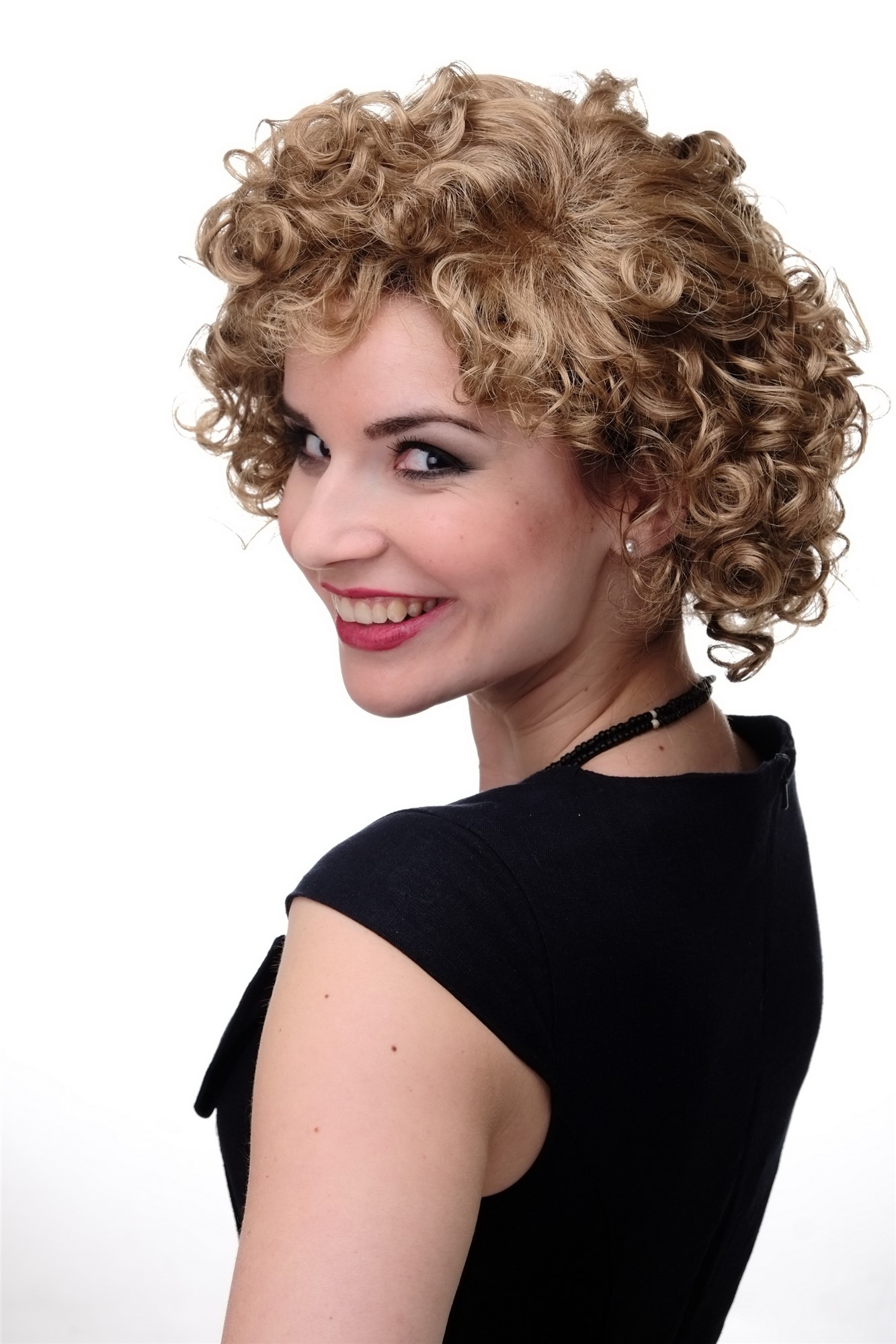 hochwertige Qualitätsperücken, Perücke Kurz Locken Blond 80er GF-W2182-15H12, Ansicht 5, WIG ME UP: Ihr Perücken Online Shop lockige Tressen-Perücke Hellblond-Mittelbraun-Mix kurze Haare für Damen