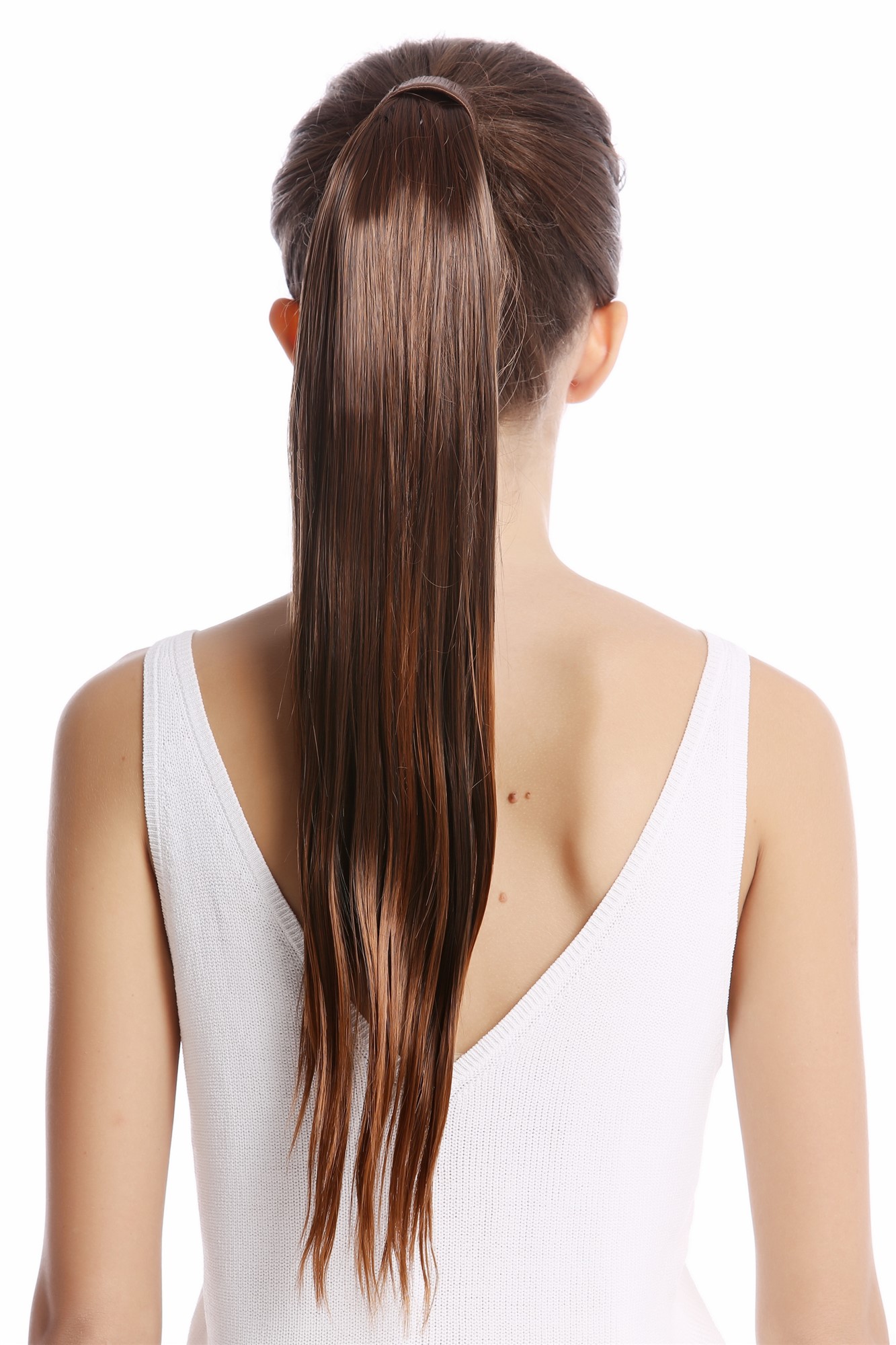 Srosy-2T30 Hairpiece PONYTAIL with comb and snapwrap long straight chestnut brown mix 21", view 2, WIG ME UP: Your Perücken Online Shop Ponytails, Brown, straight, long