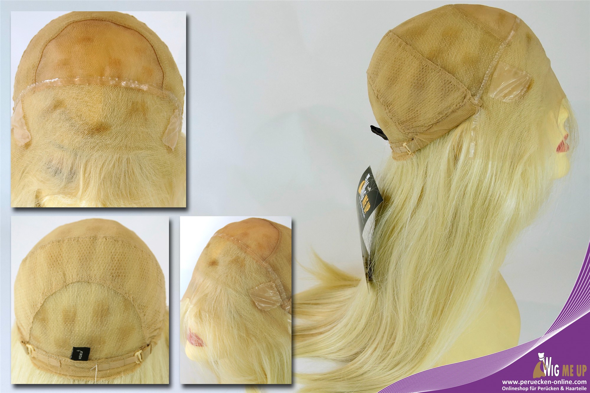 hochwertige Qualitätsperücken, Perücke vollständig handgeknüpft Monofilament Lacefront lang sleek glatt Hellblond DW2088+2-FHT-MF, Ansicht 9, WIG ME UP: Ihr Perücken Online Shop glatte Tressen-Perücke mit Teil-Mono Oberkopf, Front-Lace, Voll-Mono und als Befestigung mit Klebeflächen Blond-Mix lange Haare für Damen
