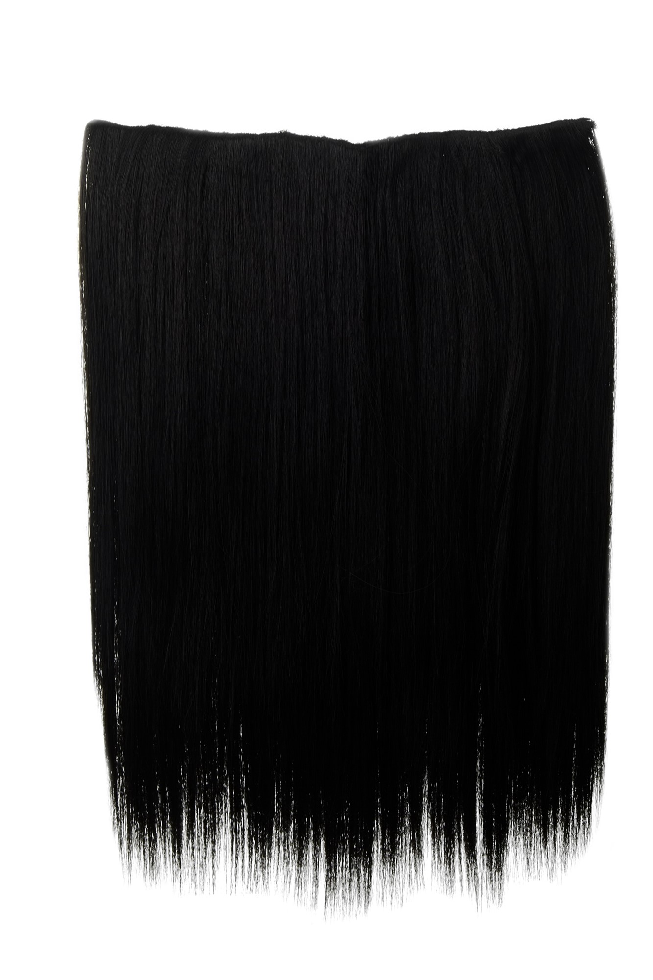 Haarteil Haarverlängerung 5 Clips glatt Schwarz Samtschwarz L30173-1B, Vorderansicht, WIG ME UP: Ihr Perücken Online Shop glatte Halbperücke Samtschwarz 45 cm lang