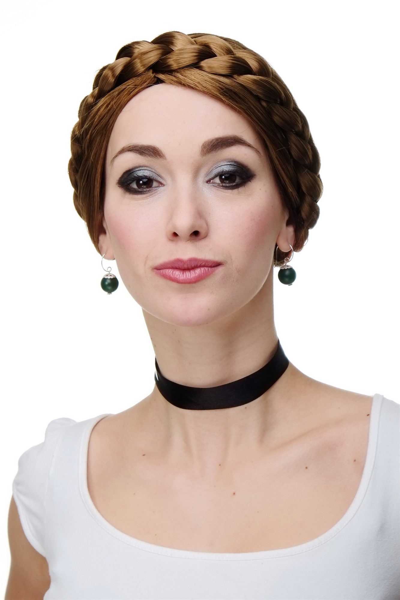 Party/Fancy Dress Wig Women Lady thick braid BROWN traditional German Ukrainian Russian Princess, view 2, WIG ME UP: Your Perücken Online Shop Party Wig, Ladies, Brown, Braided, short