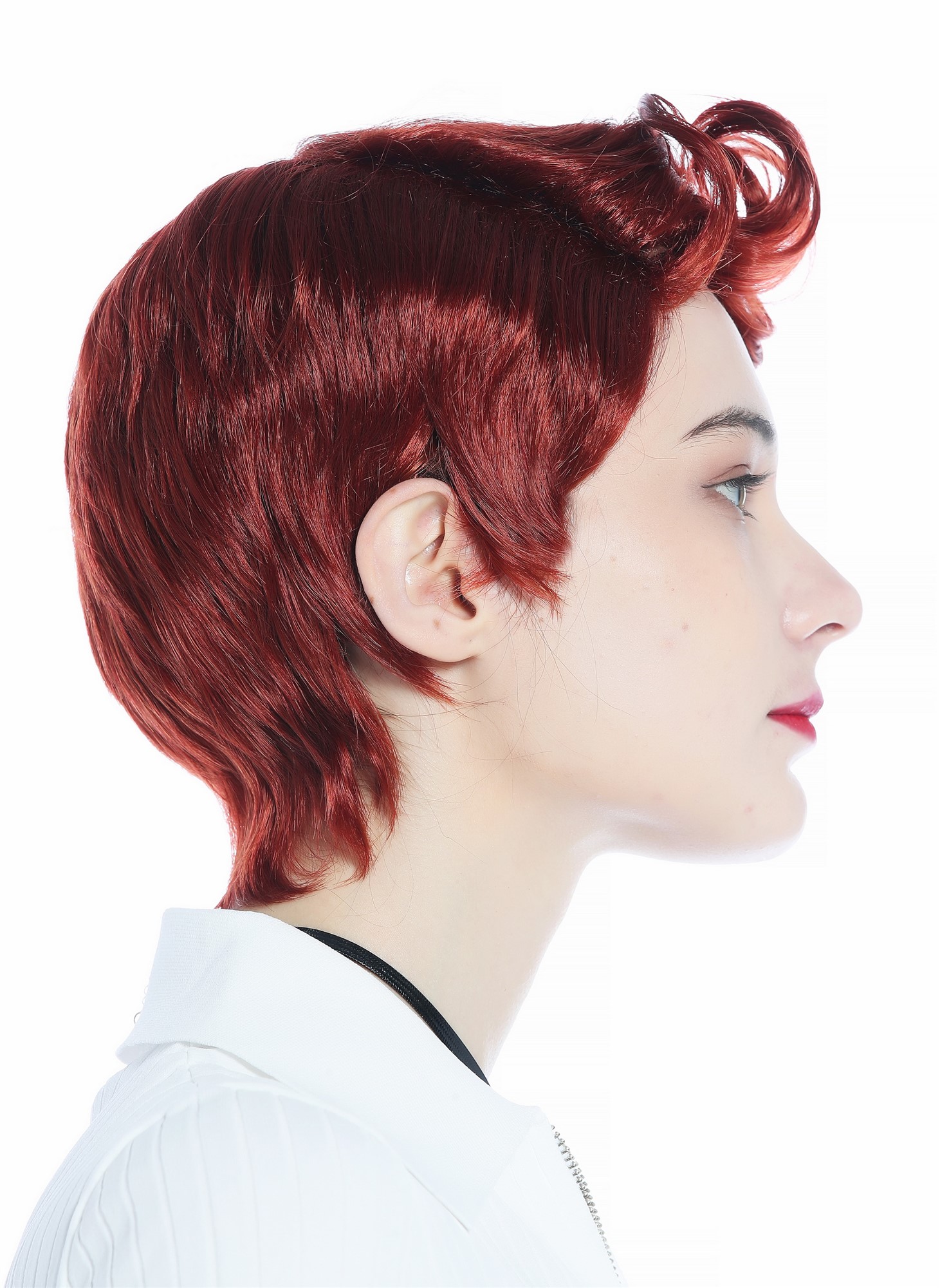 Wig Men Women unisex short straight curled quiff dark copper red DW3333, view 5, WIG ME UP: Your Perücken Online Shop Quality Wigs, Unisex, copper, curled, short