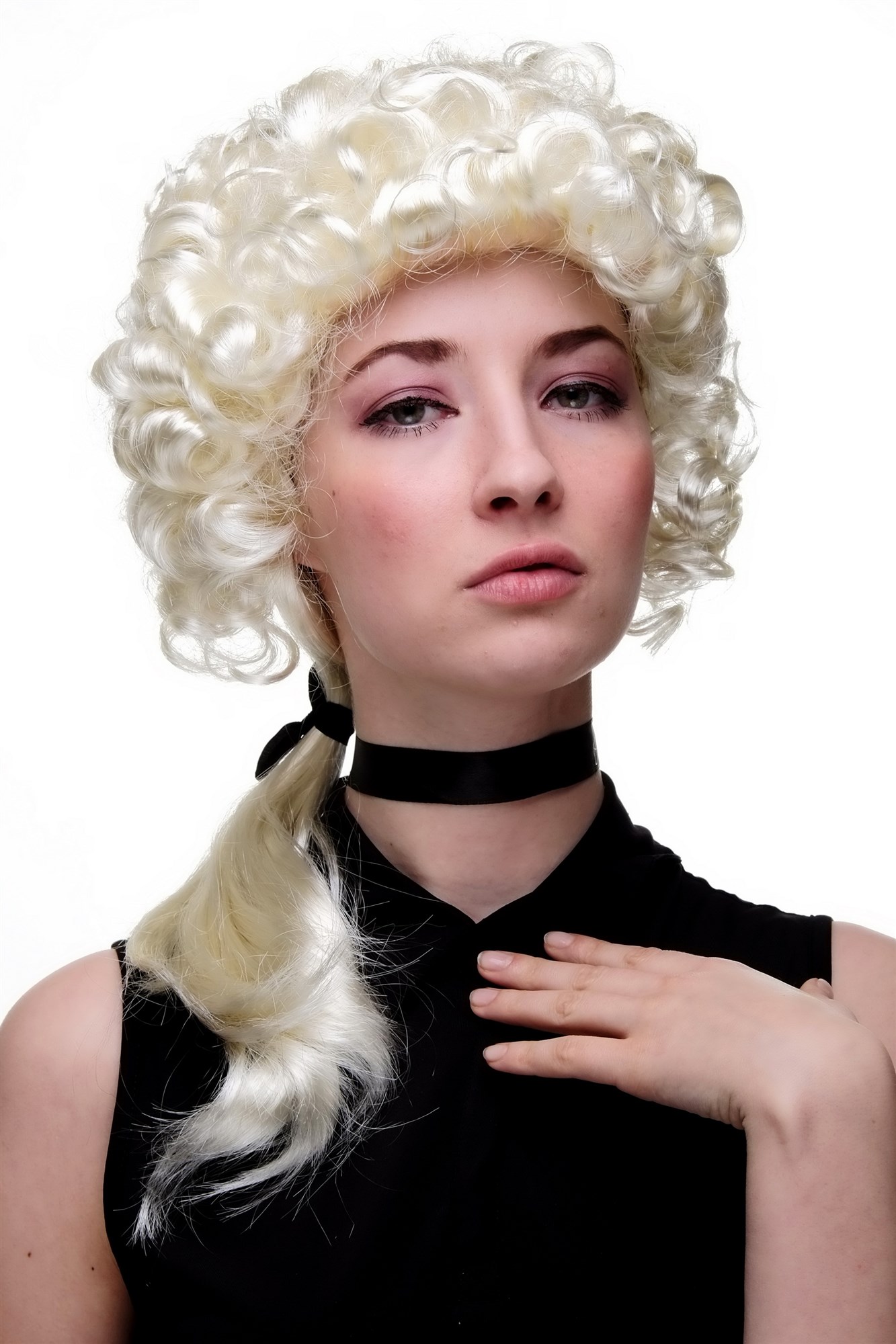 günstige Party Perücke, Party Perücke blond Zopf Richter hellblond Zopf Barock LM3053-613, Ansicht 2, WIG ME UP: Ihr Perücken Online Shop lockige Party Perücke blond schulterlange Haare für Herren