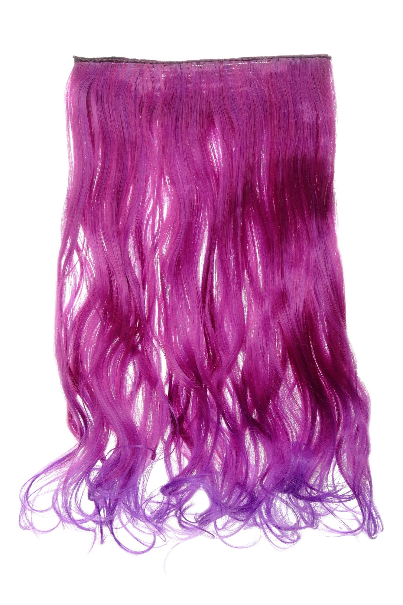 Haarteil Extension breit 5 Clips wellig Dunkelrosa-Blauviolett-Mix YZF-3180-T2356TT3533, Vorderansicht, WIG ME UP: Ihr Perücken Online Shop wellige Halbperücke Dunkelrosa-Blauviolett-Mix 50 cm lang