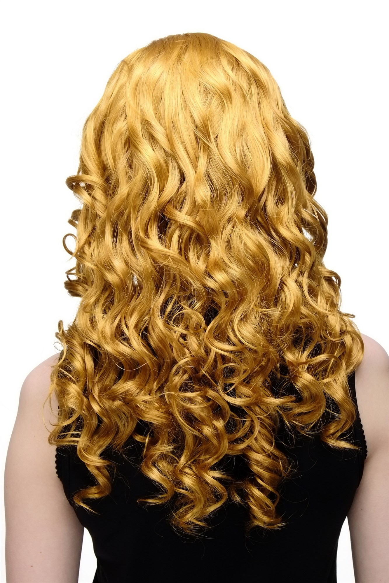 Quality Wigs, Ladies, Black + Gold-Bronze, curled, long