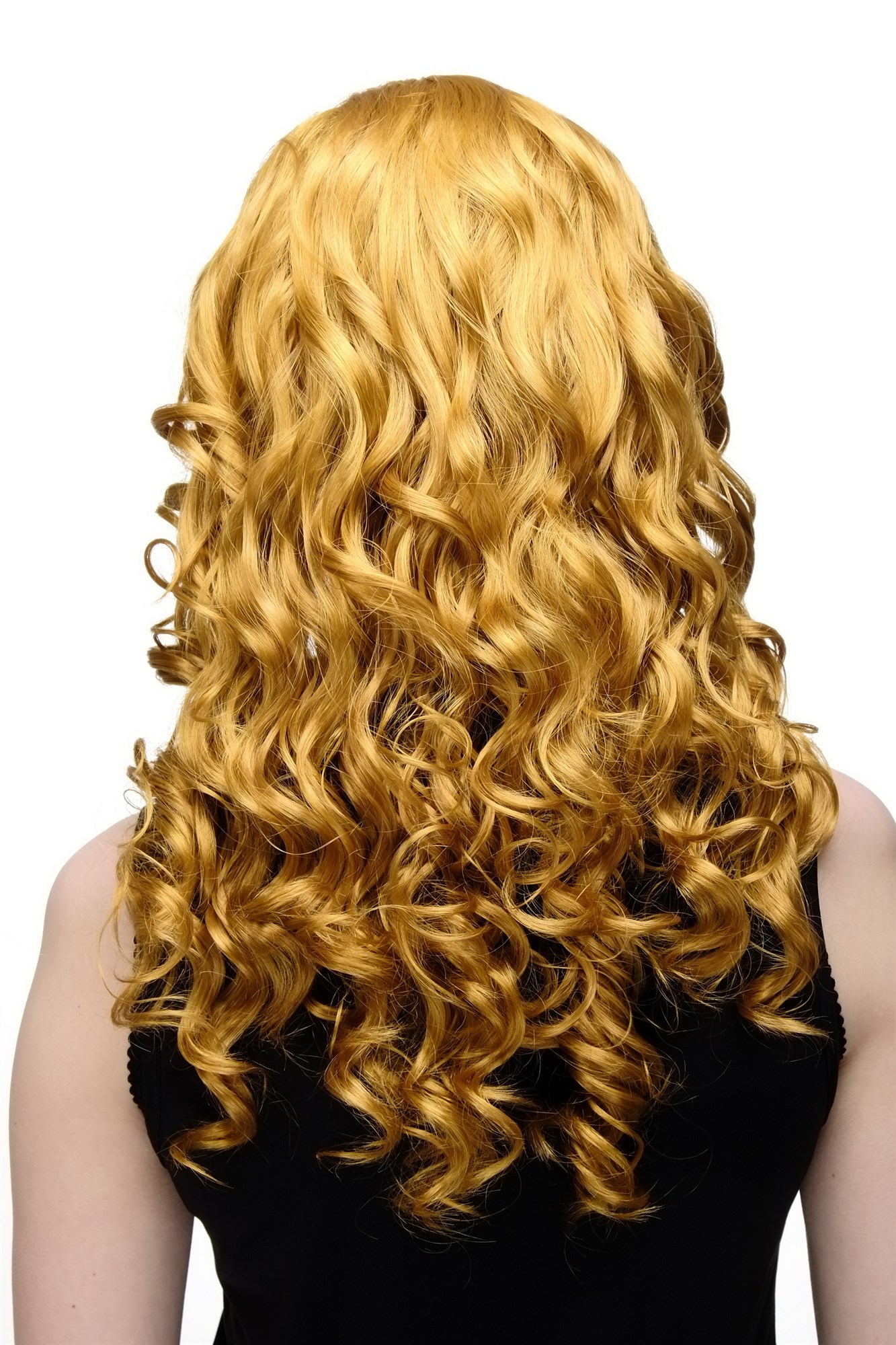 hochwertige Qualitätsperücken, Perücke Gold Schwarz Locken GFW1682-144+1, Ansicht 4, WIG ME UP: Ihr Perücken Online Shop lockige Tressen-Perücke mit Kopfhaut-Imitat Schwarz + Gold-Bronze lange Haare für Damen