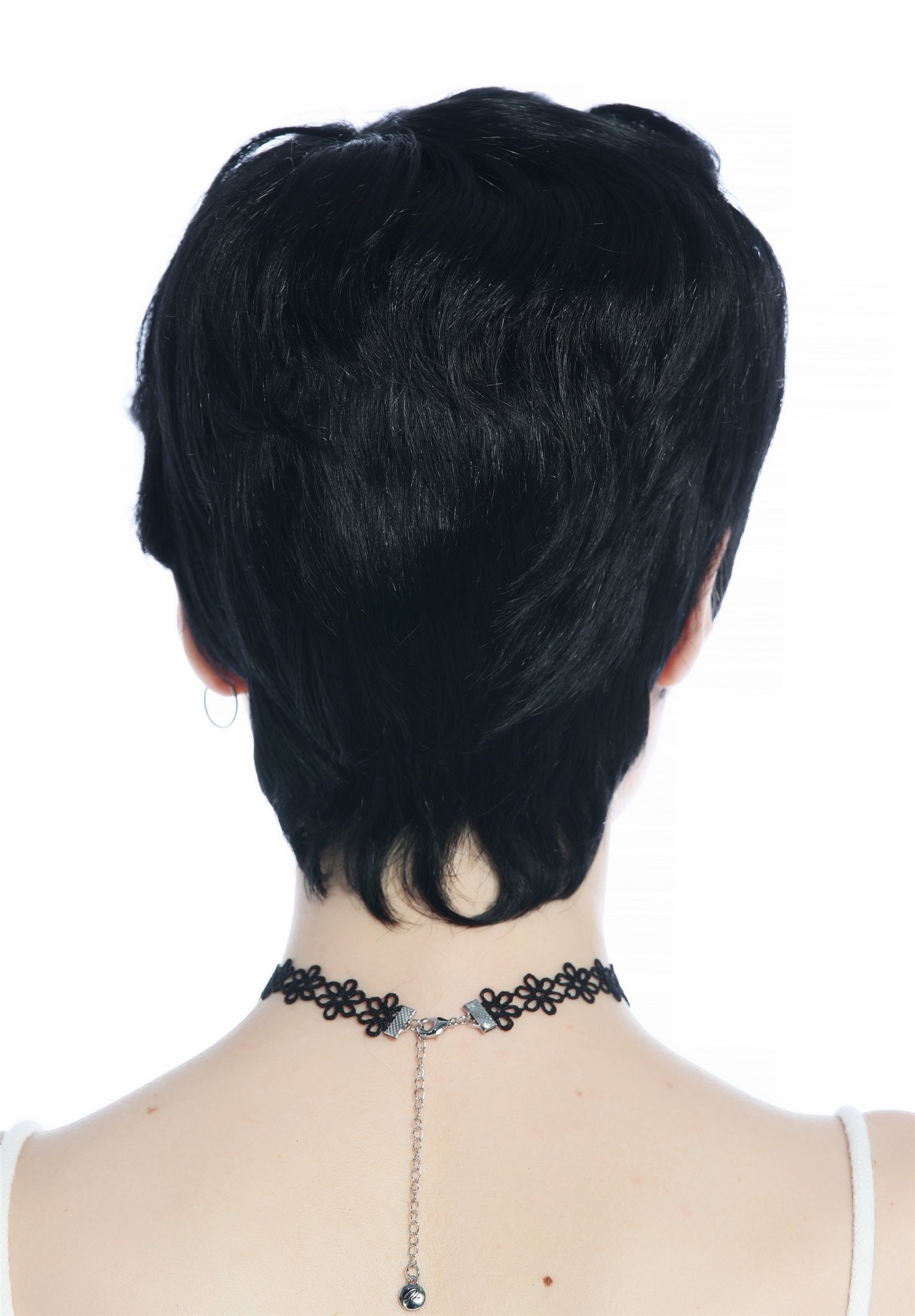 hochwertige Qualitätsperücken, Perücke unisex kurz glatt gelockte Tolle Schwarz DW3333-1, Ansicht 6, WIG ME UP: Ihr Perücken Online Shop lockige Tressen-Perücke Schwarz kurze Haare für Unisex