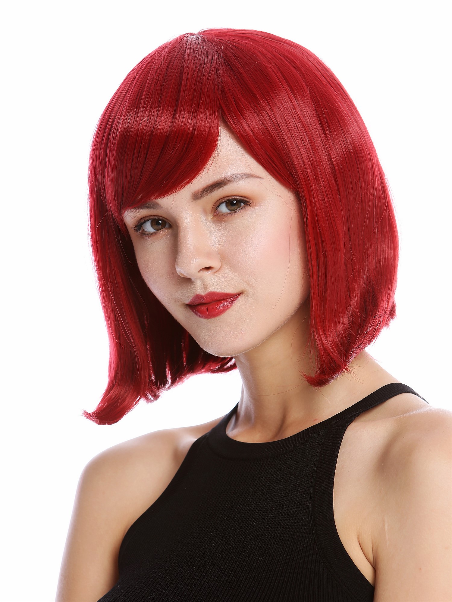 Lady wig short shoulder length Bob Longbob straight bangs ruby red  YZF-4366, view 3, WIG ME UP: Your Perücken Online Shop Quality Wigs, Ladies, cherry red, straight, short