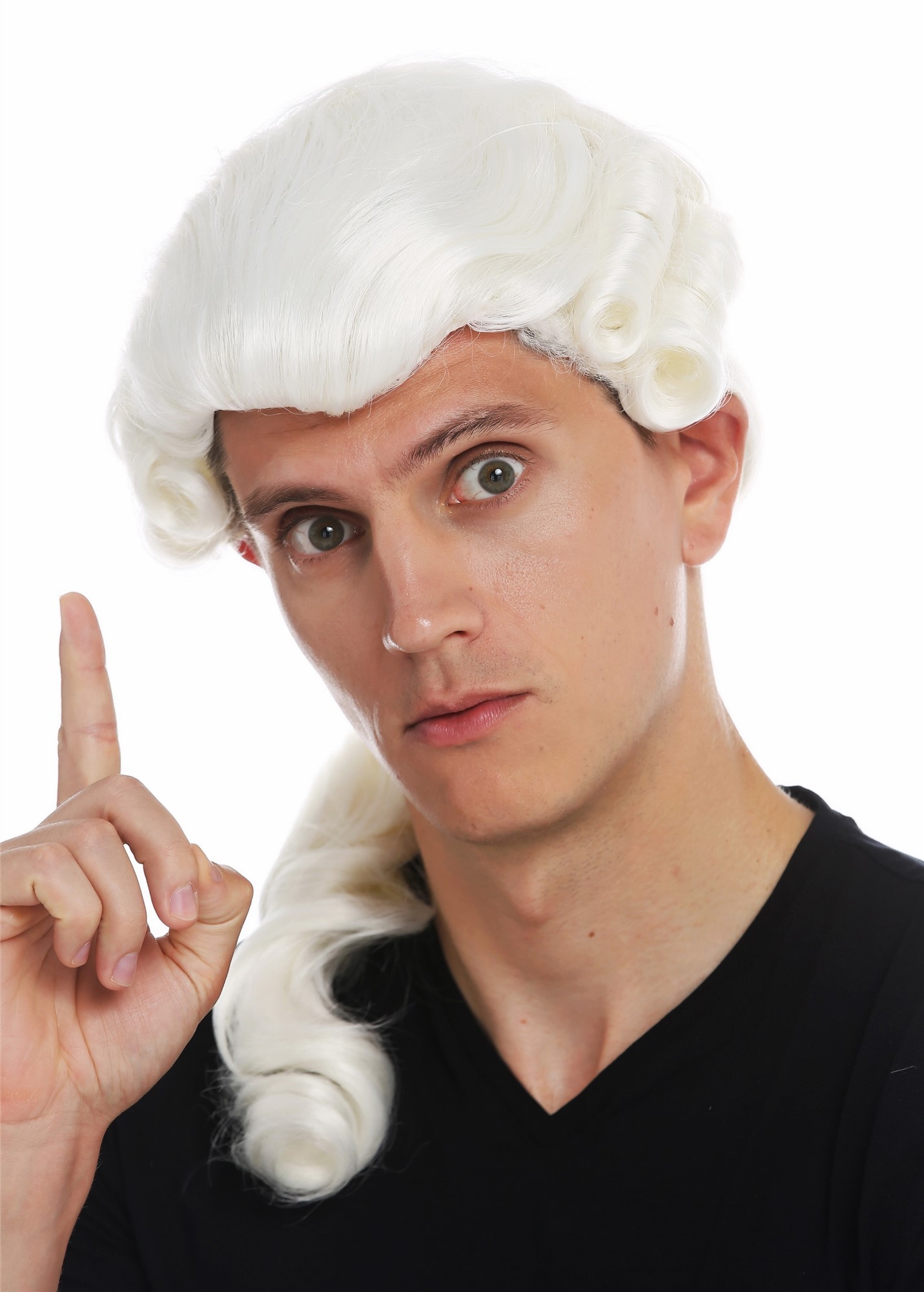 hochwertige Qualitätsperücken, Perücke Barock Edelmann Zopf Weiß VK-31-1001, Ansicht 2, WIG ME UP: Ihr Perücken Online Shop wellige Tressen-Perücke Blütenweiß lange Haare für Herren