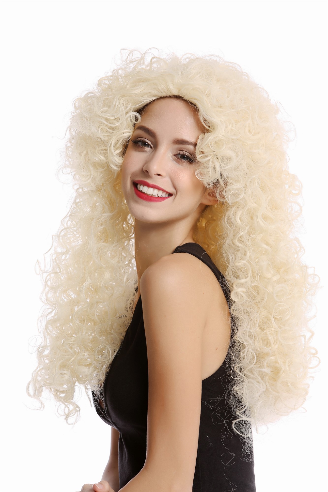 hochwertige Qualitätsperücken, Perücke Lang Locken Blond Mähne YZF-4380-613, Ansicht 3, WIG ME UP: Ihr Perücken Online Shop lockige Tressen-Perücke Platinblond lange Haare für Damen