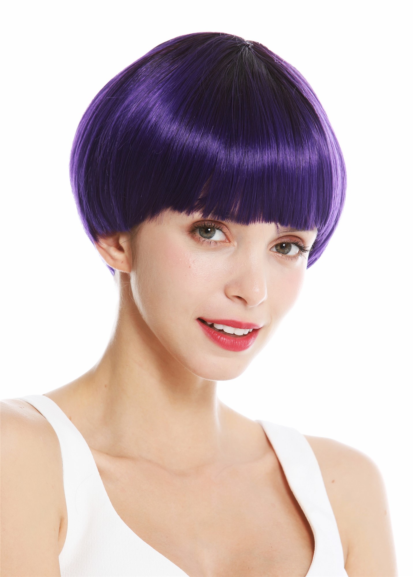 hochwertige Qualitätsperücken, Perücke kurz Page Ombre Dunkelbraun Violett VK-6-DEEPVIOLYS4, Ansicht 3, WIG ME UP: Ihr Perücken Online Shop glatte Tressen-Perücke Dunkelviolett kurze Haare für Damen