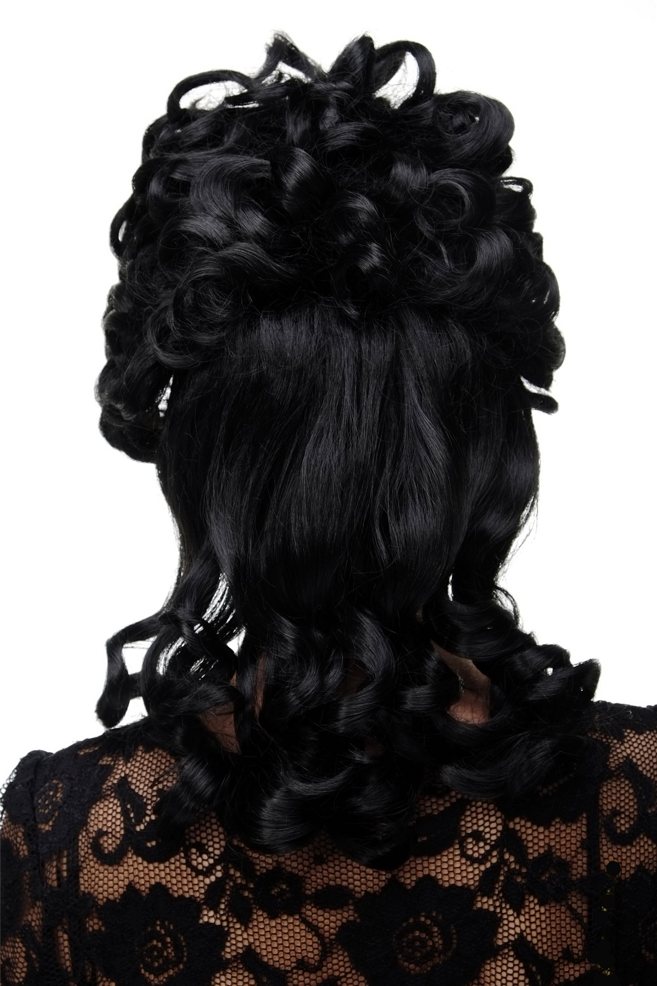 Lady  Wig Cosplay Theatre Renaissance Baroque Rococo Marie Antoinette curls curly black, view 4, WIG ME UP: Your Perücken Online Shop Quality Wigs, Ladies, Black, curled, shoulder-length