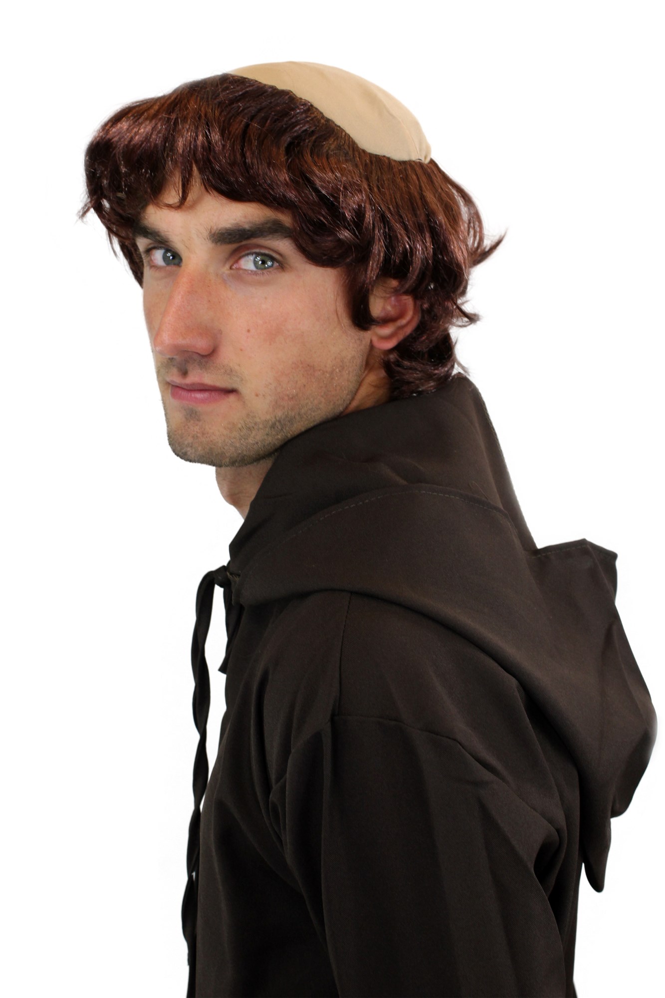 günstige Party Perücke, Perücke Mittelalter Mönch Tonsur braune Haare 739-P33, Ansicht 5, WIG ME UP: Ihr Perücken Online Shop wellige Party Perücke Mahagoni kurze Haare für Herren