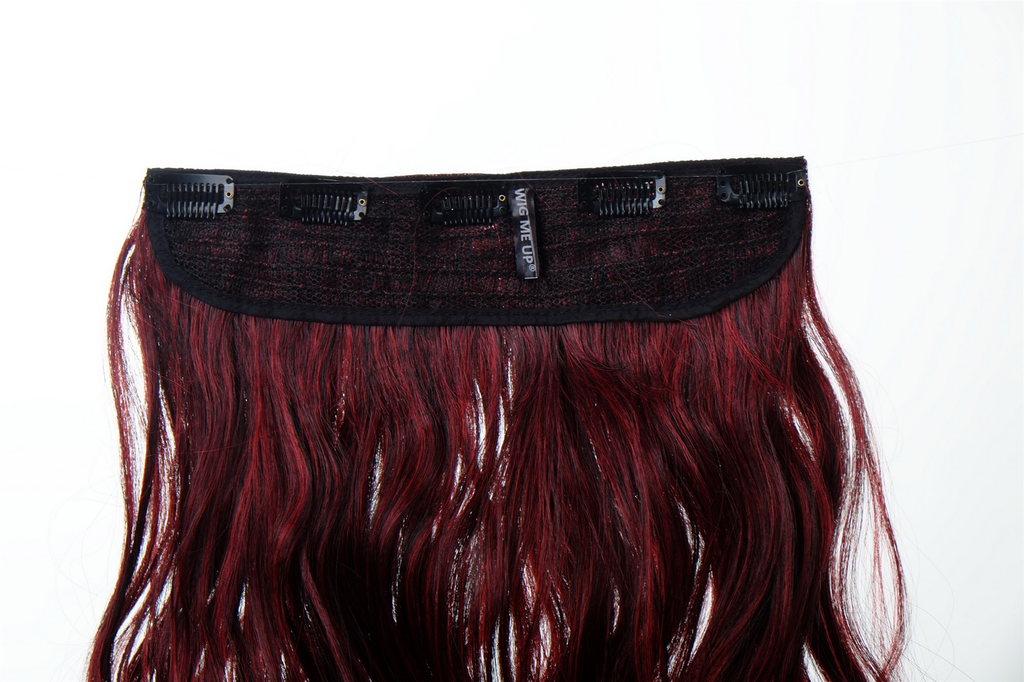 5 Clip-In Extension lockig Ombre Tiefschwarz-Feuerrot-Mix YZF-3180P-1/113, Ansicht 3, WIG ME UP: Ihr Perücken Online Shop wellige Halbperücke Tiefschwarz-Feuerrot-Mix 50 cm lang