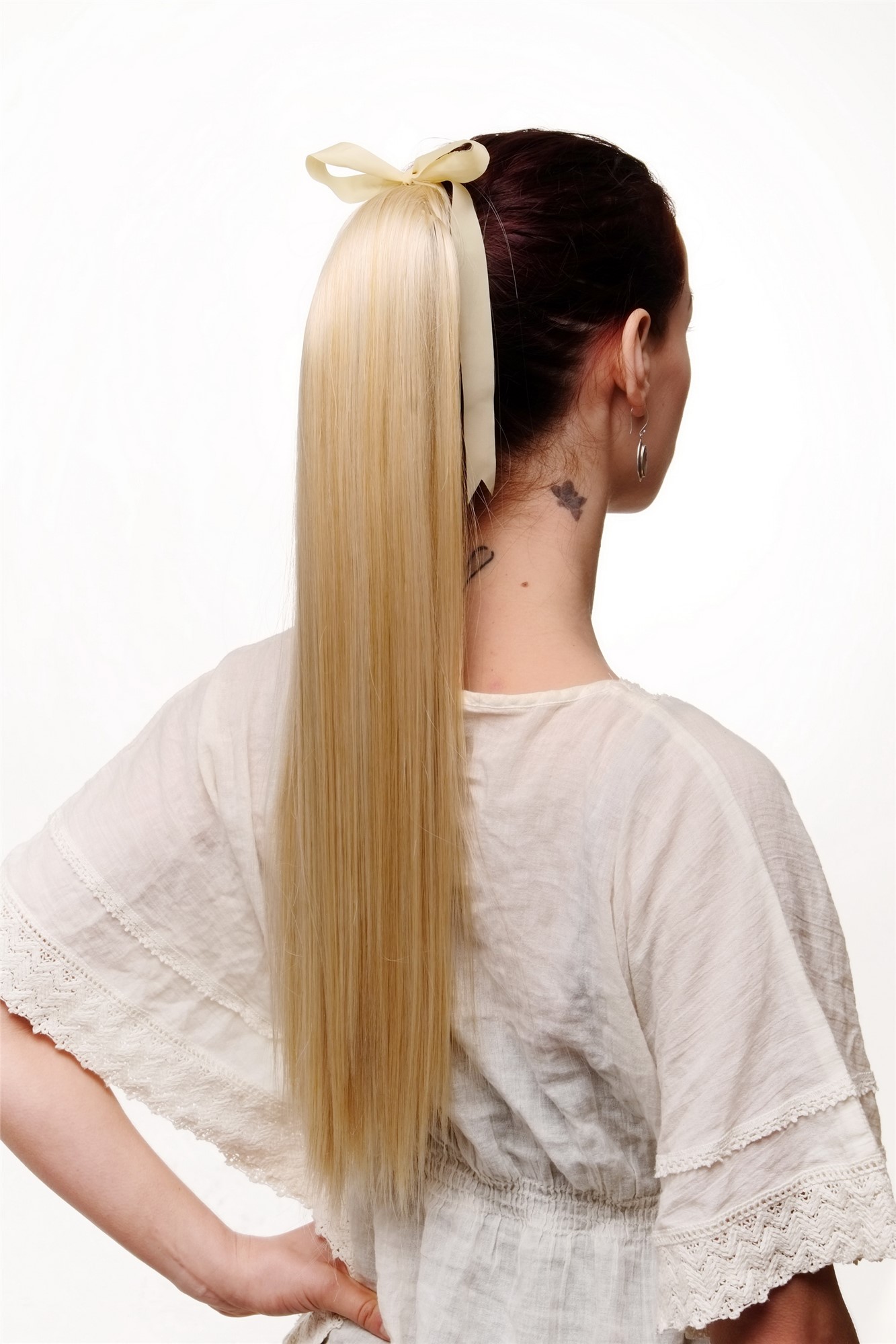 hochwertiges Haarteil glatt lang Befestigung mit Bändchen & Klammer Goldblond C9429-611, Ansicht 2, WIG ME UP: Ihr Perücken Online Shop glattes Zopf-Haarteil Hell-Goldblond 60 cm lang