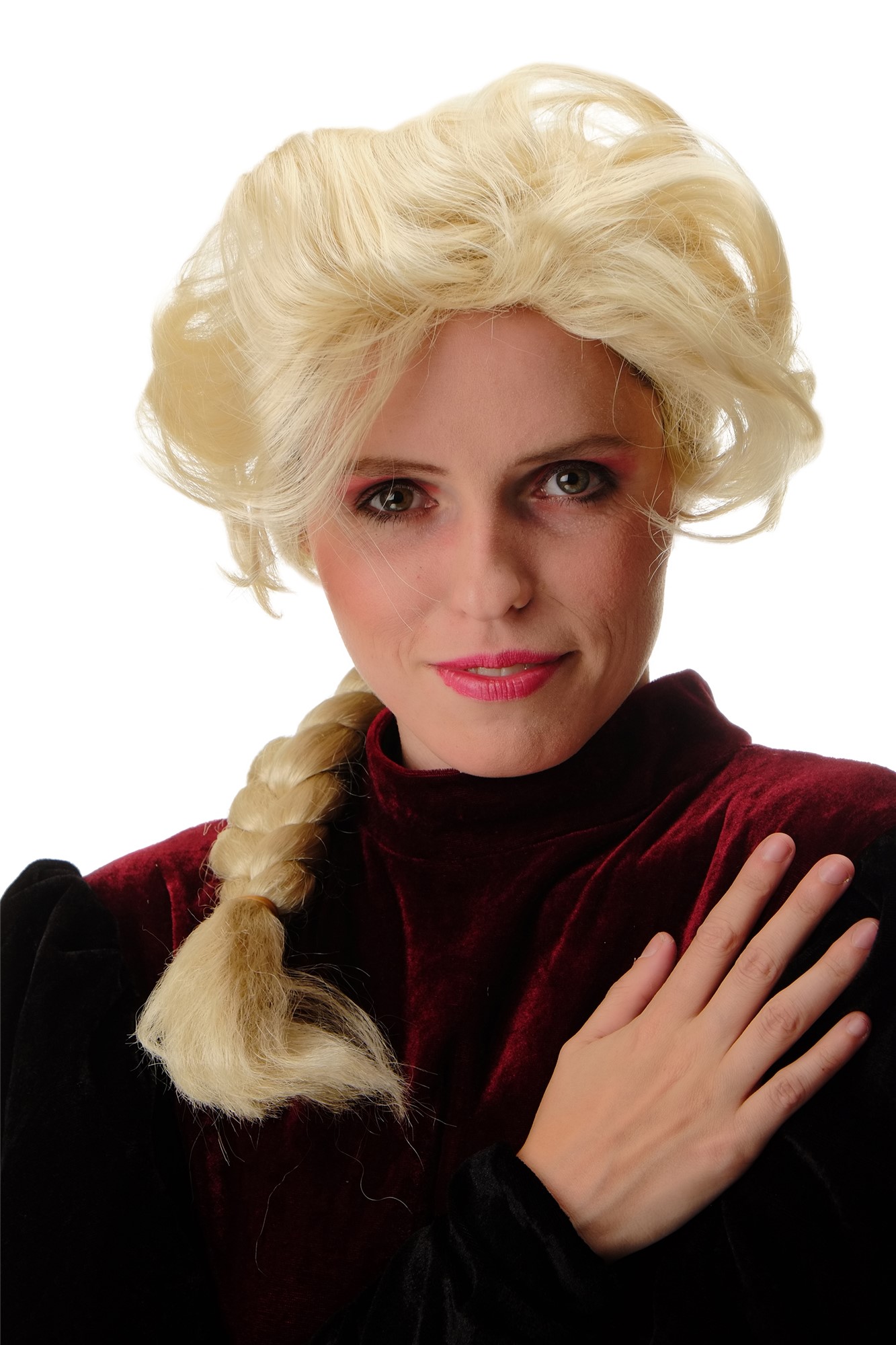 günstige Party Perücke, Perücke Geflochten Zopf Hellblond Lang PT0031-HK613B, Vorderansicht, WIG ME UP: Ihr Perücken Online Shop geflochtene Party Perücke Blond lange Haare für Damen