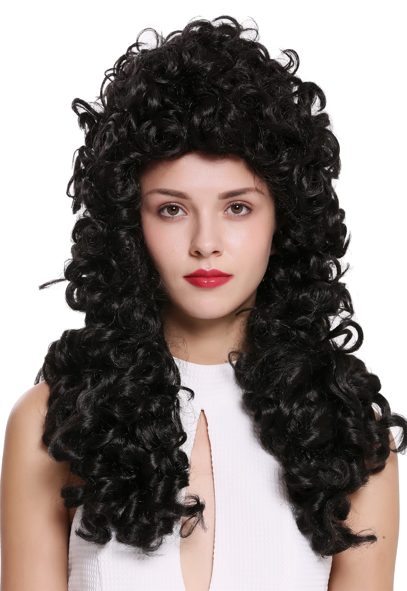 Quality Wigs, Men, black-brown, curled, long