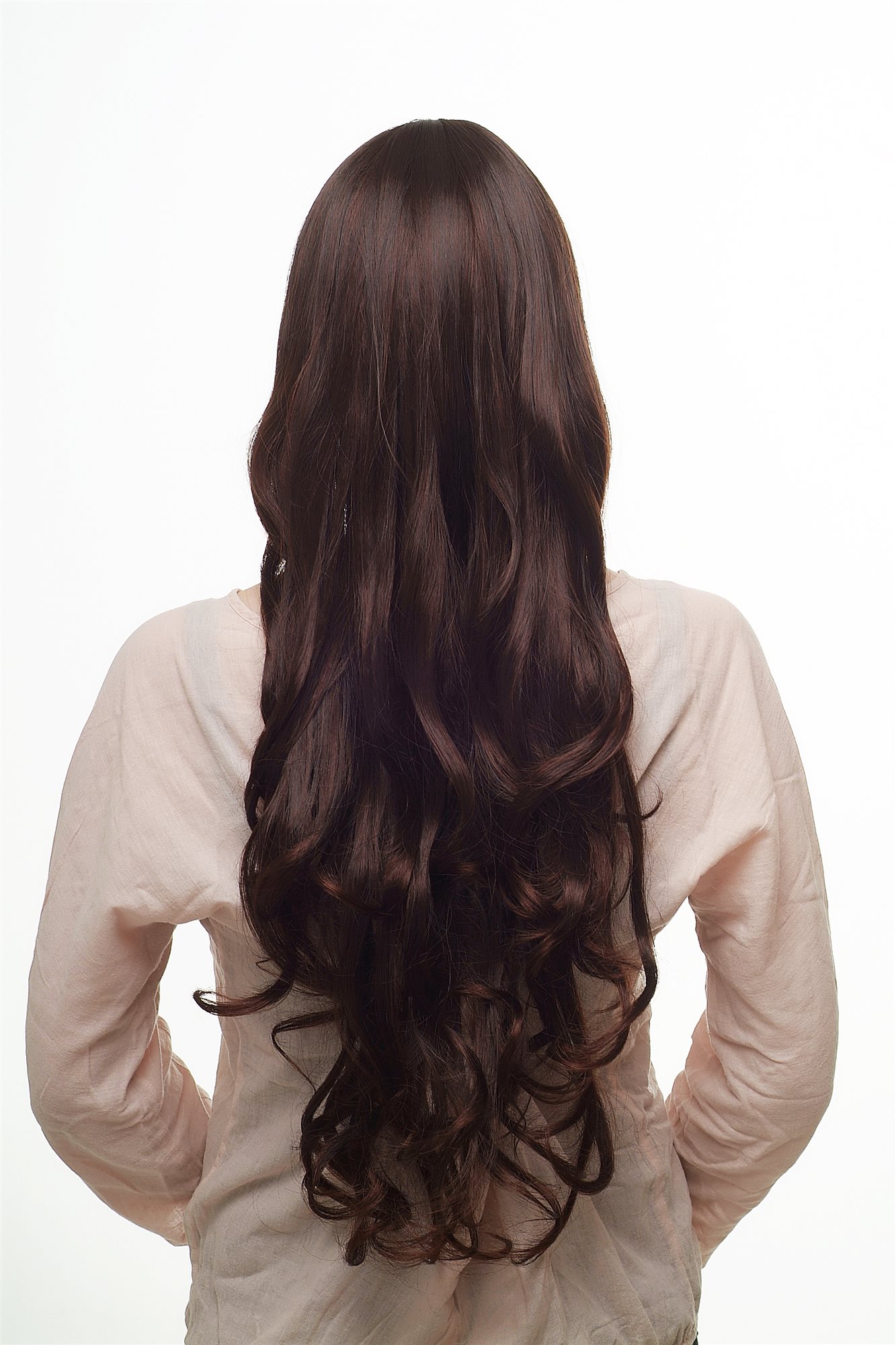 Quality Wigs, Ladies, black-brown-mahogany brown, curled, long