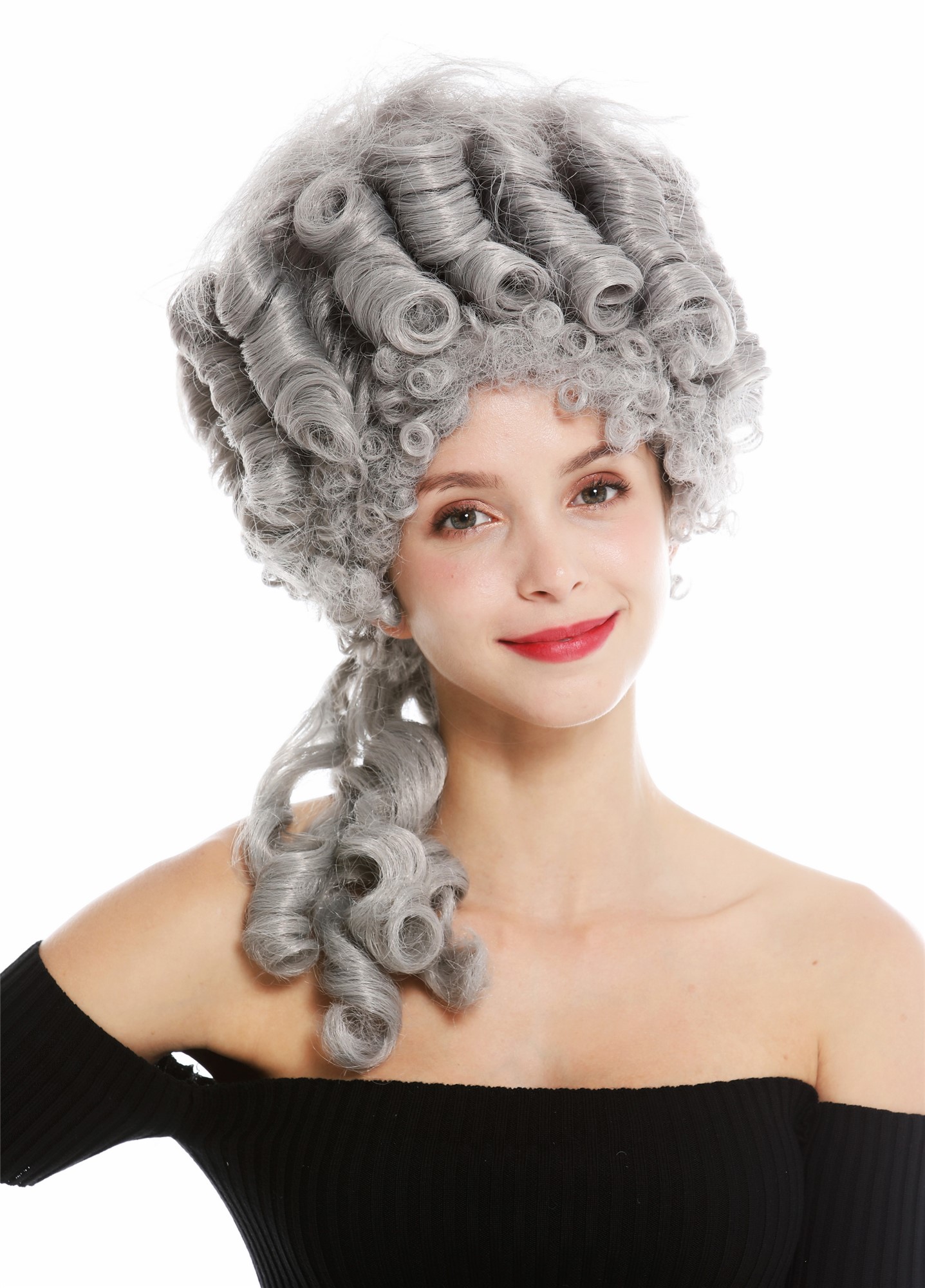 Women's wig historic baroque noble grey gray Marie Antoinette beehive 91029, view 2, WIG ME UP: Your Perücken Online Shop Party Wig, Ladies, matte gray, curled, long