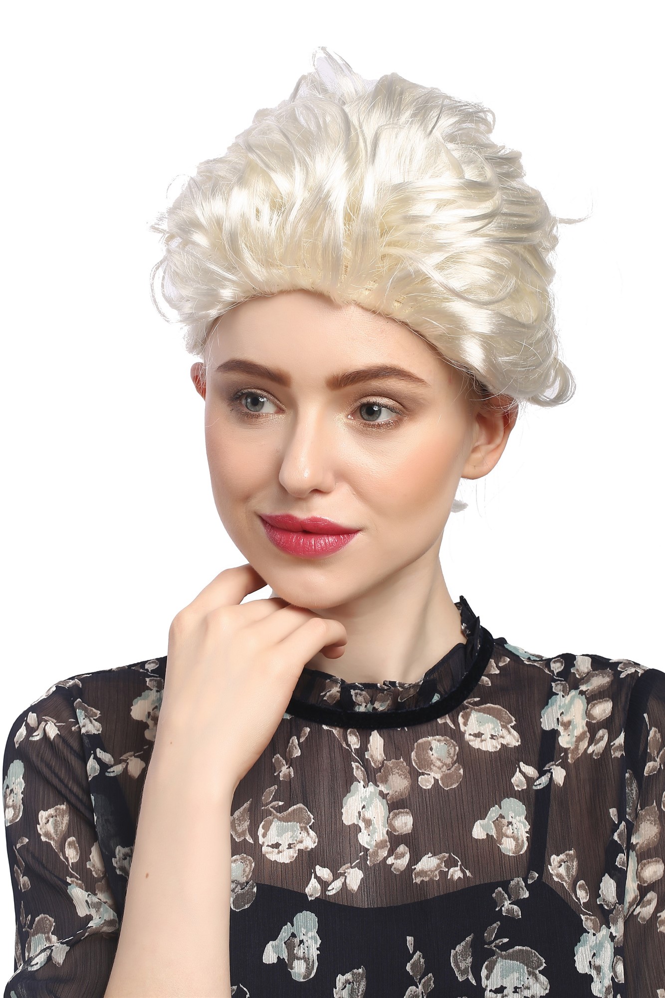 Baroque Lady Party Wig platinum bright blond long braided ponytail Princess 051, view 2, WIG ME UP: Your Perücken Online Shop Party Wig, Ladies, Blonde, Braided, long