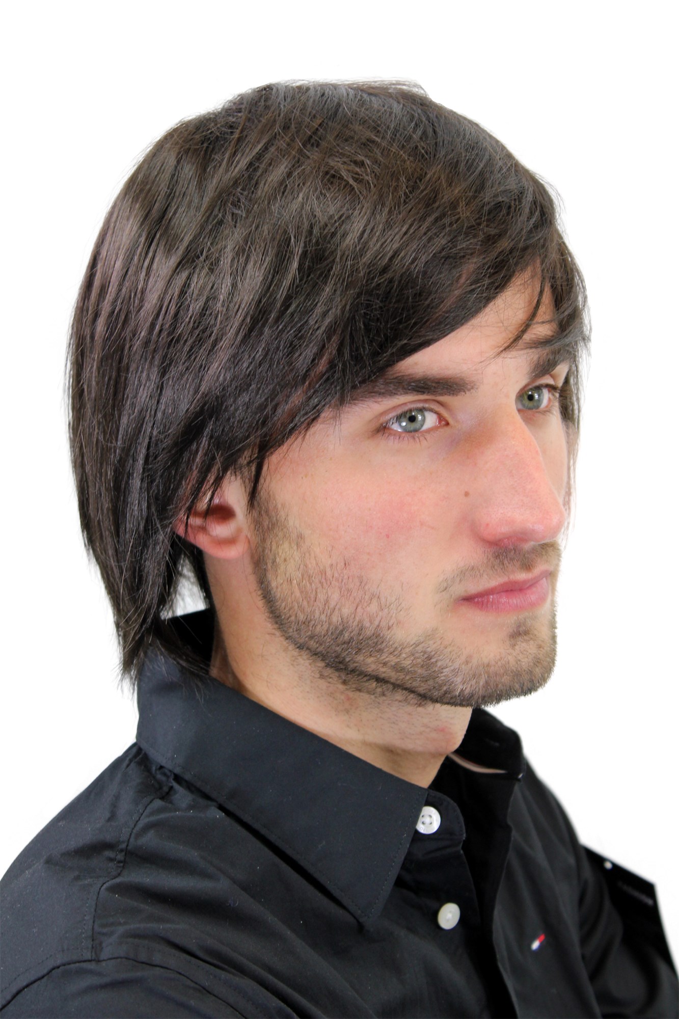 Man Men  Wig long Rock Indie Star long full dense parted fringe parting youthful young brown, view 4, WIG ME UP: Your Perücken Online Shop Quality Wigs, Men, dark brown, straight, short