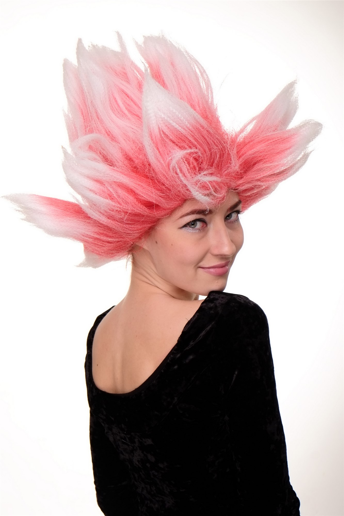 Party/Fancy Dress/Halloween WIG men FIRE DEVIL Loki Puck Pixie Demon Imp RED and WHITE pointy spiny, view 4, WIG ME UP: Your Perücken Online Shop Party Wig, Unisex, Red, wavy, short