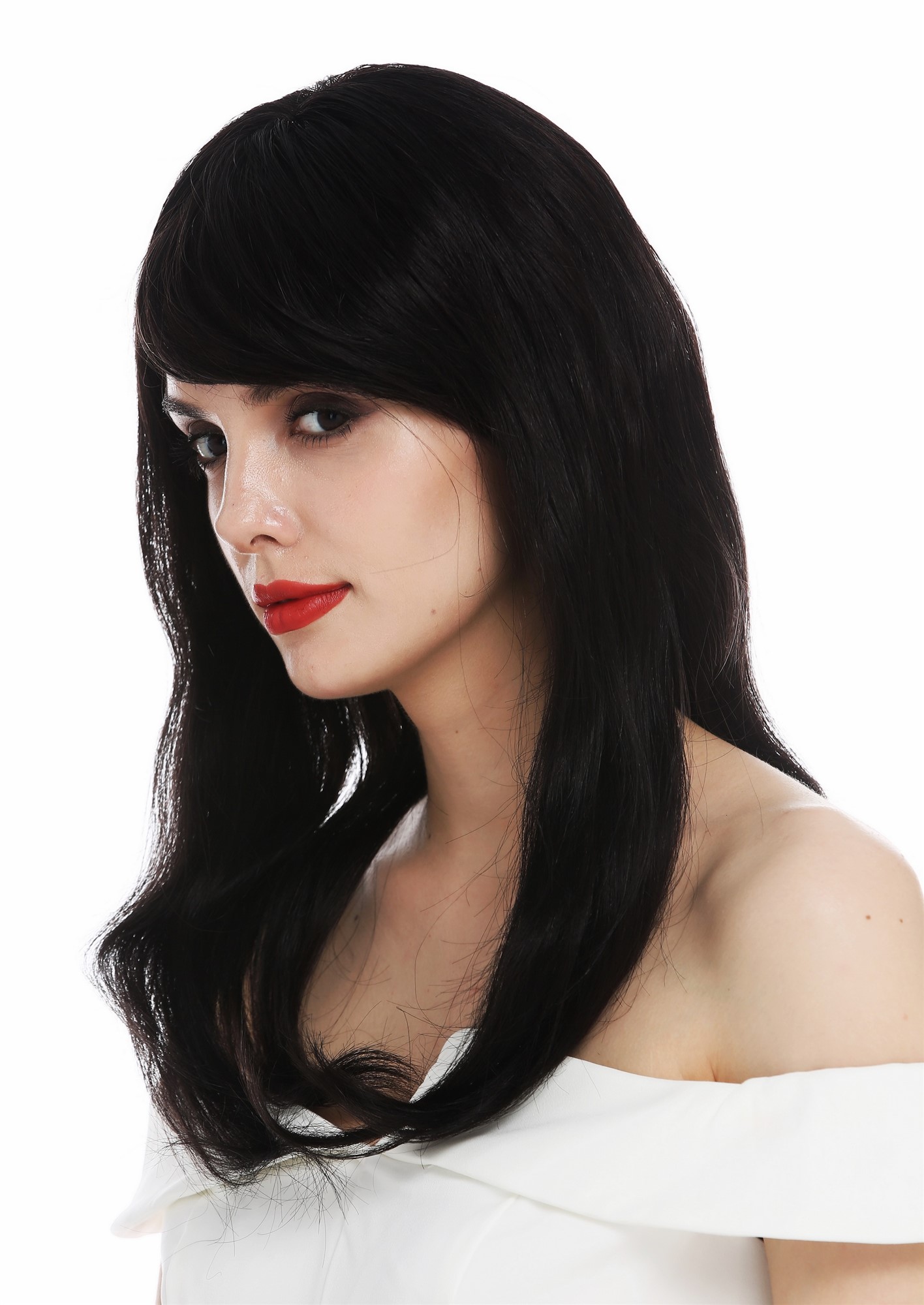 Lady wig real human hair black lace front monofilament long sleek DW-2198-HH-MF, view 3, WIG ME UP: Your Perücken Online Shop Quality Wigs, Ladies, velvet black, straight, shoulder-length, Real Human Hair