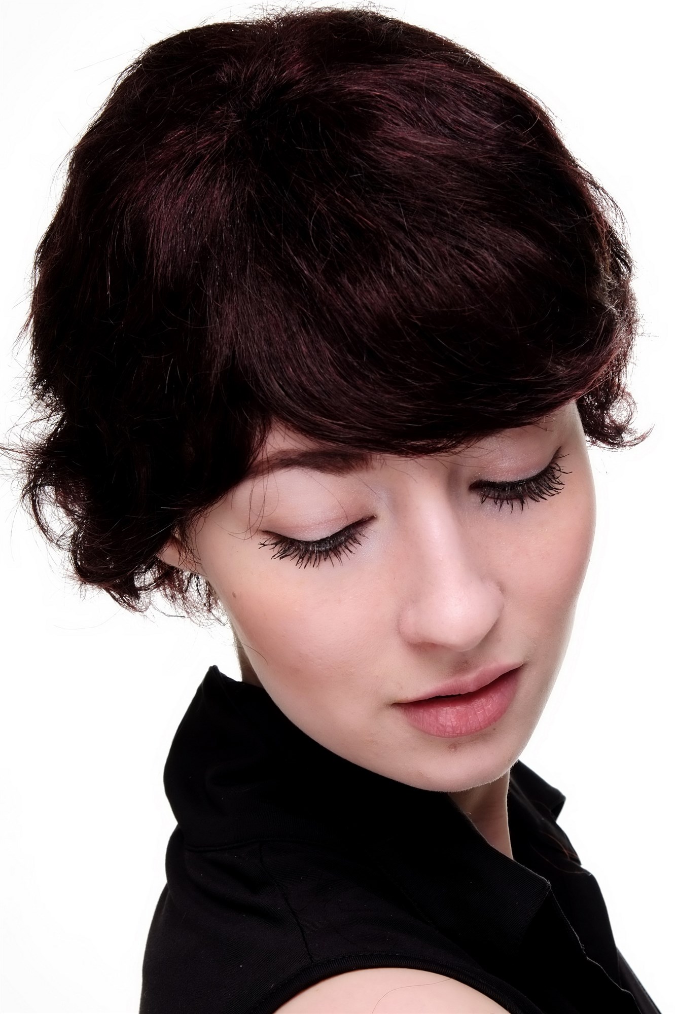 Lady Woman Wig 100% Human hair short wavy dark mahogany brown mix 9903HH, view 4, WIG ME UP: Your Perücken Online Shop Quality Wigs, Ladies, brown mix, curled, short, 100% Human Hair