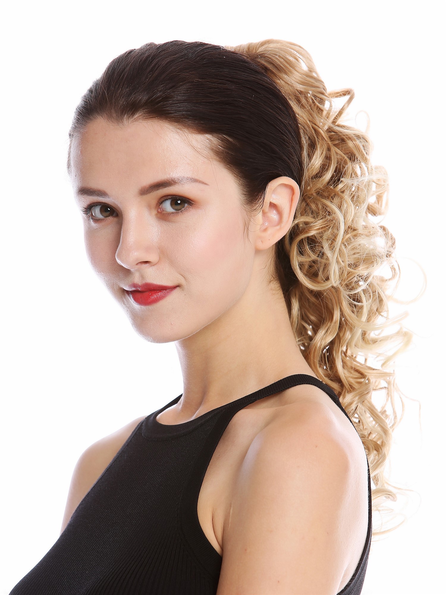 Ponytail Combs Clamp long voluminous curled blonde platinum highlights MKB-6A, view 5, WIG ME UP: Your Perücken Online Shop Ponytails, blond mix, curled, shoulder-length