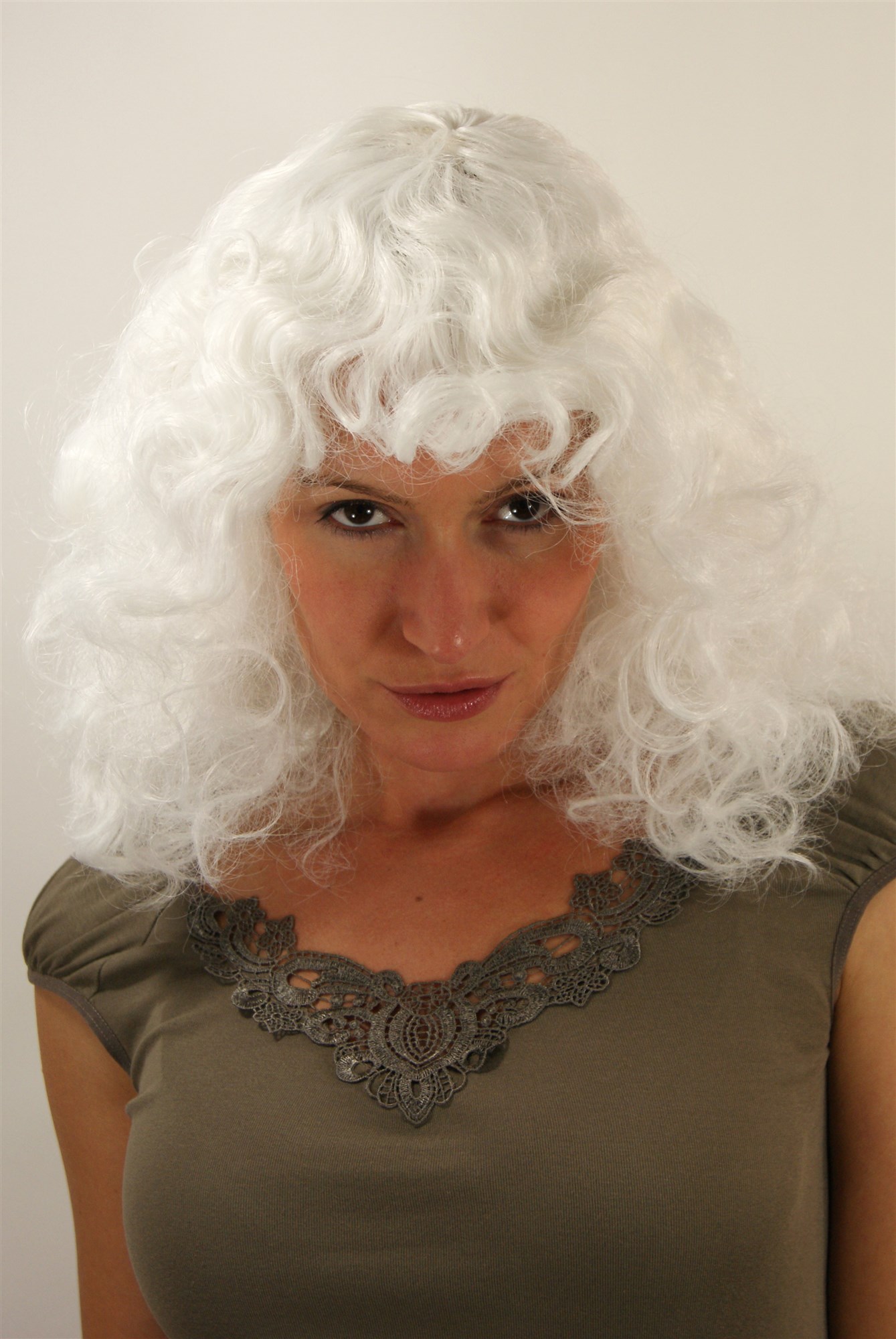 Party Wig, Men, White, curled, shoulder-length