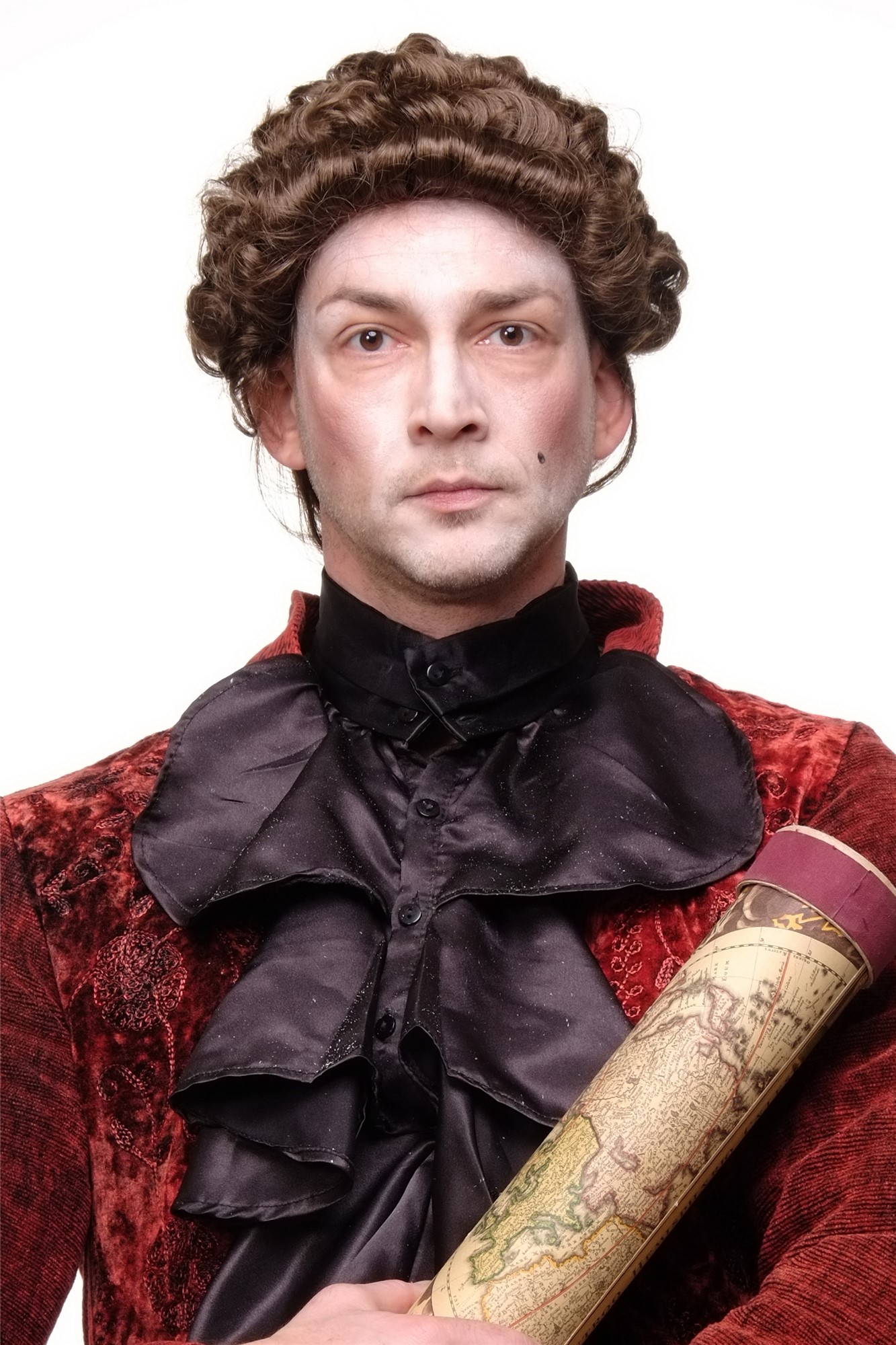 Wig for Man Men Gents Theatre Renaissance Baroque Casanova curls ponytail Aristocrat brown, view 2, WIG ME UP: Your Perücken Online Shop Quality Wigs, Men, Vibrant medium brown, curled, shoulder-length
