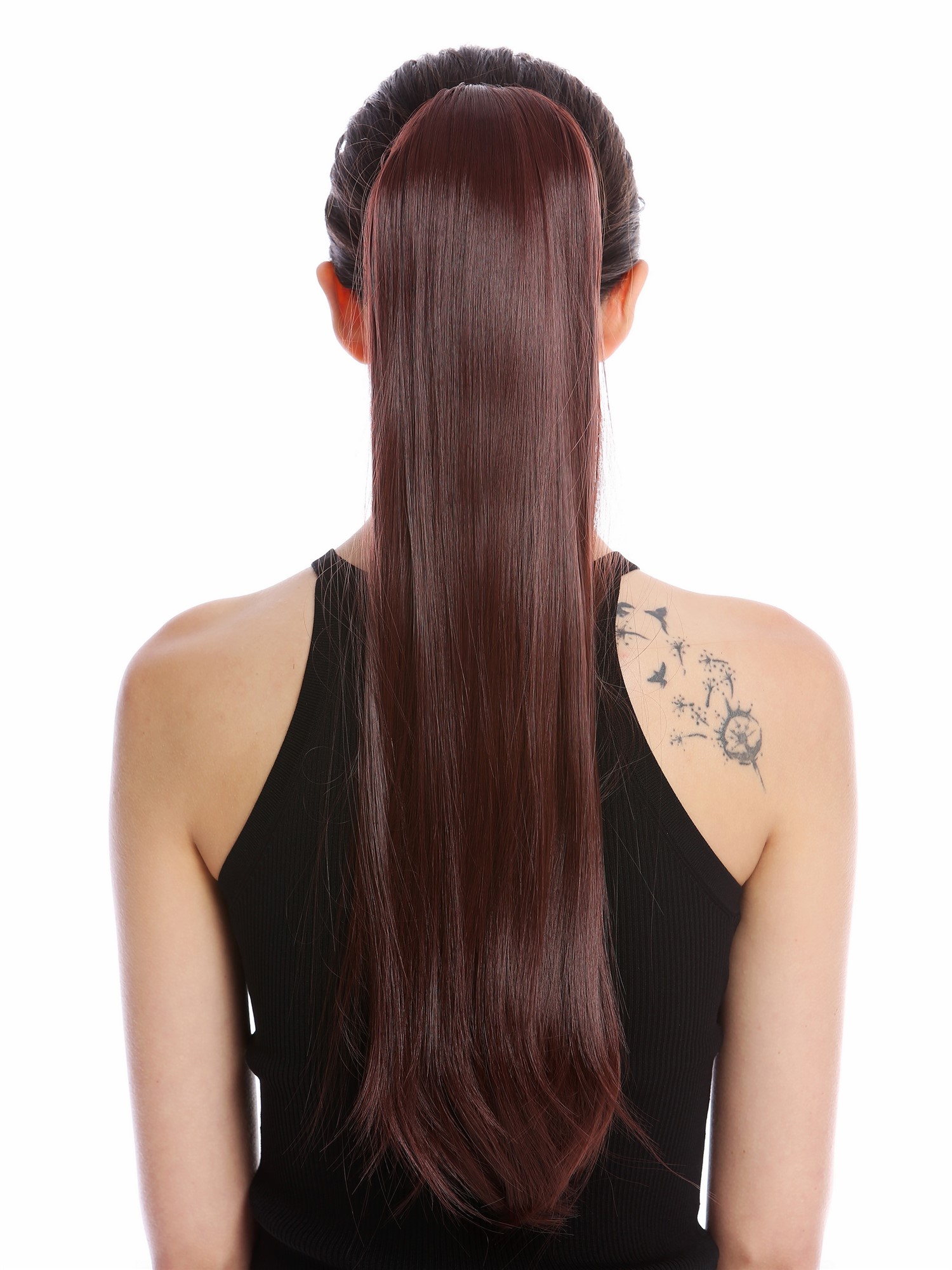 Ponytail Hairpiece comb ribbon wrap-around long smooth auburn mahogany YZF-1094S, view 2, WIG ME UP: Your Perücken Online Shop Ponytails, mahogany brown, straight, long