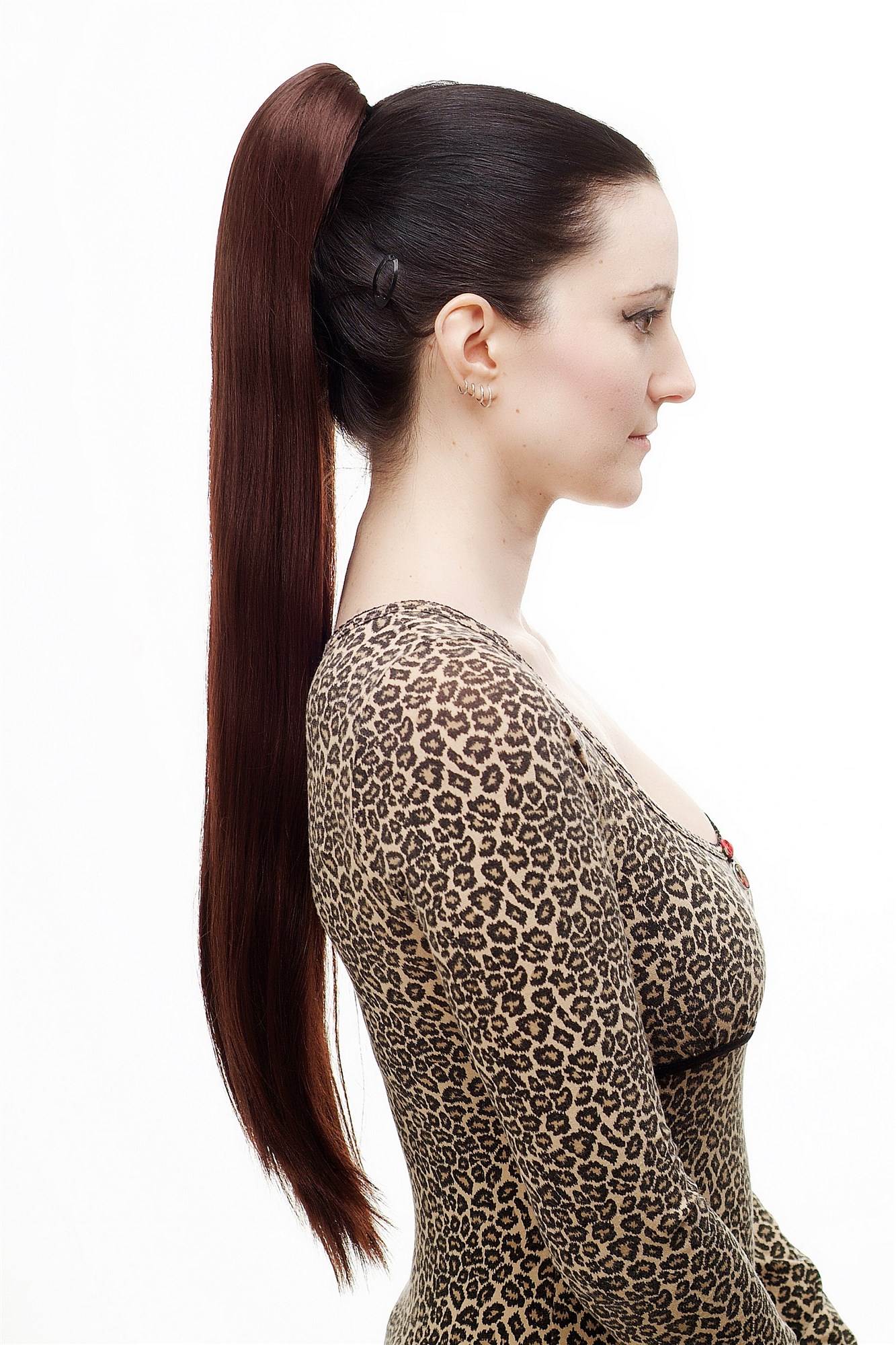 Hairpiece PONYTAIL with Claw Clamp/Clip extremely long straight & smooth dark red brown mahogany, view 4, WIG ME UP: Your Perücken Online Shop Ponytails, chestnut brown, straight, long
