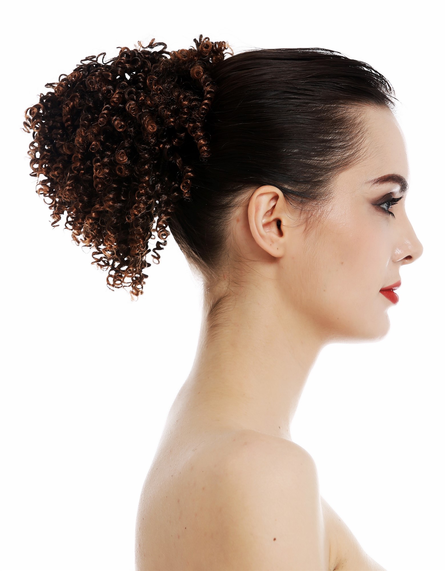 Hairpiece open hairbun hair rose nest  bun volume curly chestnut brown JL-0123, view 3, WIG ME UP: Your Perücken Online Shop Ponytails, brown mix, curled, short