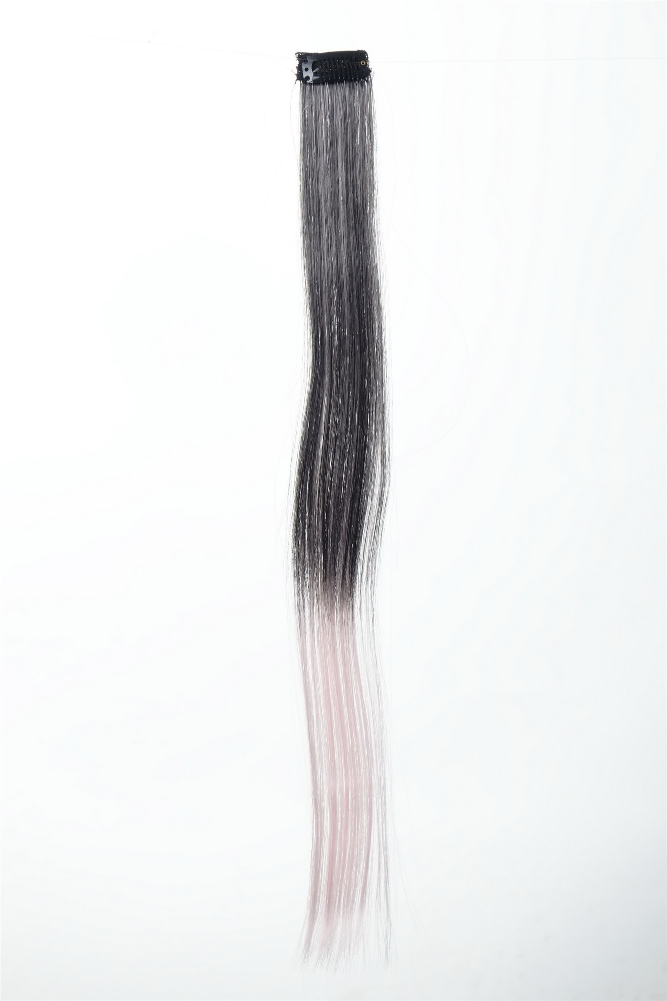 1 Clip-In Extension Strähne glatt 45 cm Ombre Schwarz Rosa YZF-P1S18P-1BT2333, Ansicht 2, WIG ME UP: Ihr Perücken Online Shop glatte Extensions Samtschwarz-Hellrosa-Mix 45 cm lang