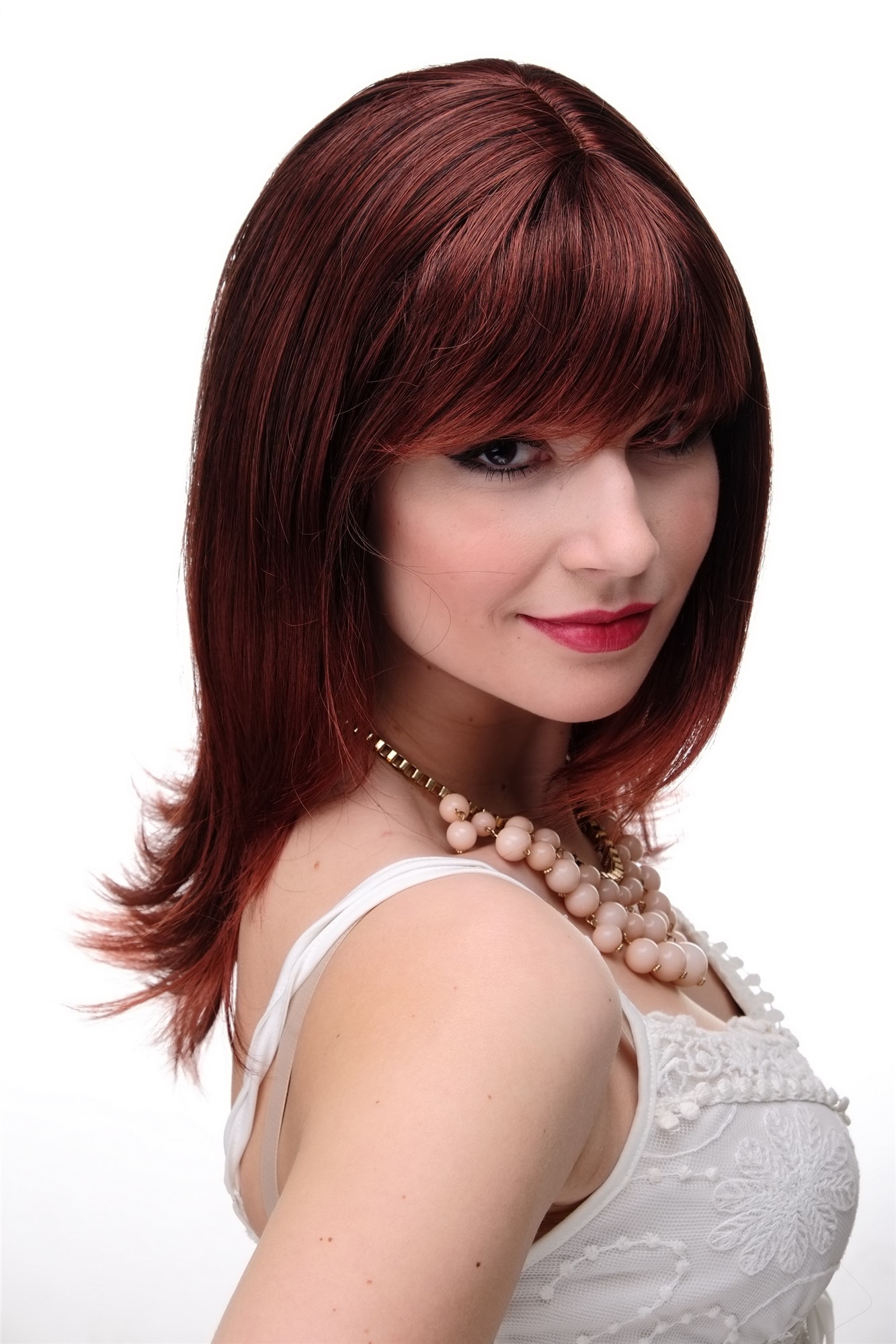 Lady wig medium length fringe parted side straight layered mahogany brown 3003, view 5, WIG ME UP: Your Perücken Online Shop Quality Wigs, Ladies, mahogany-medium brown mix, straight, long