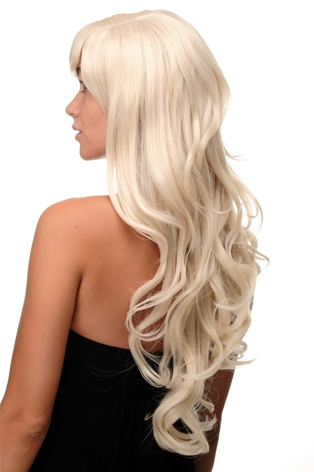 Stunning Lady  Wig very long wavy long fringe (for side parting) bright goldblond mix, view 2, WIG ME UP: Your Perücken Online Shop Quality Wigs, Ladies, blond mix, curled, long