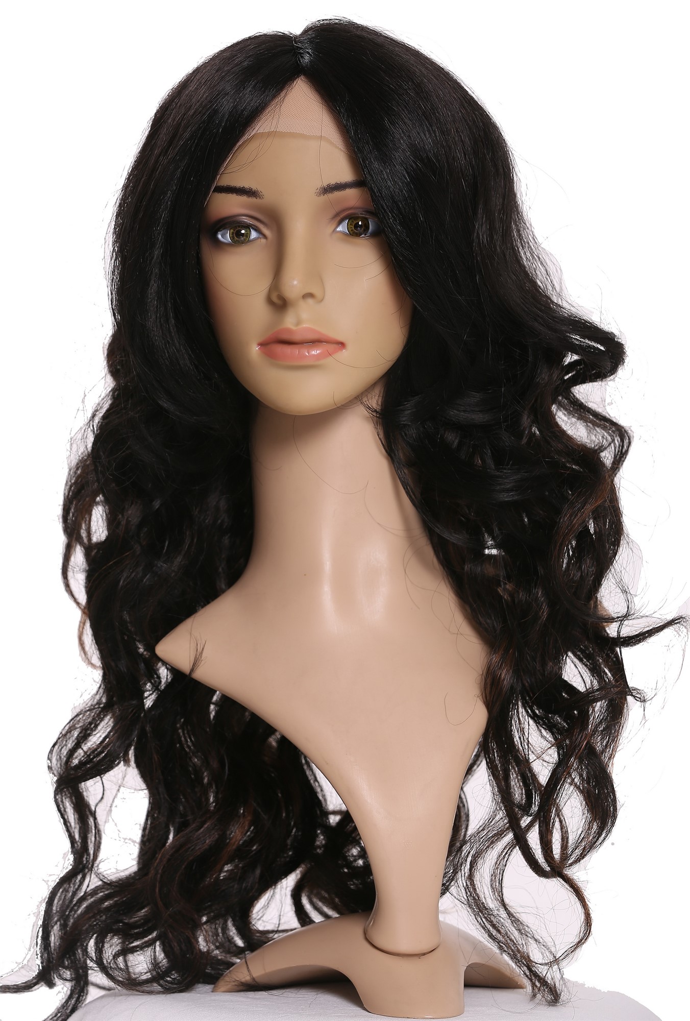 Lady wig long curly black copper-brown highlights lace front monofilament RCP803, view 6, WIG ME UP: Your Perücken Online Shop Quality Wigs, Ladies, velvet black-copper brown mix, curled, long